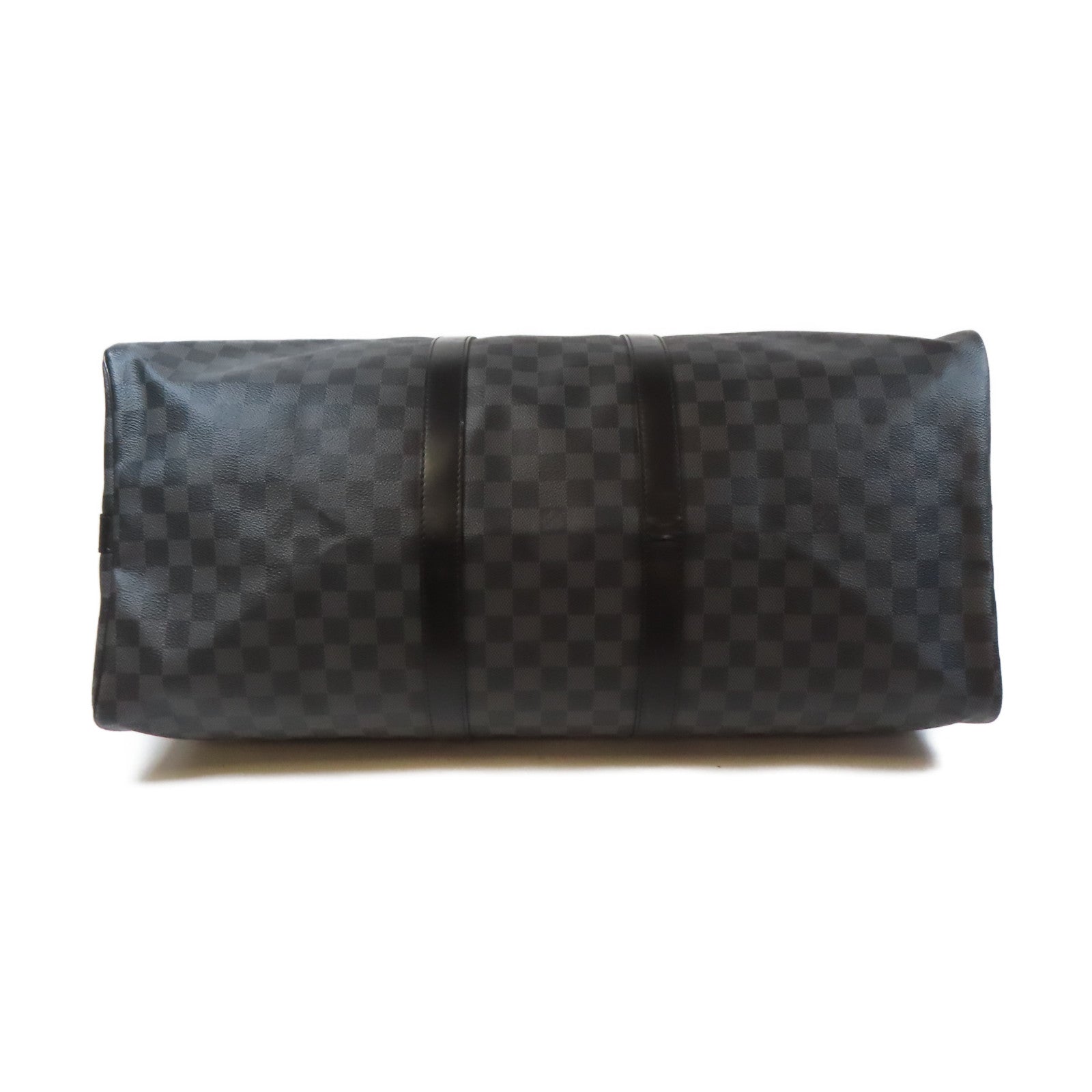 LOUIS VUITTON Damier Graphite Keepall Bandouliere 55銀扣手挽肩背兩用袋黑色
