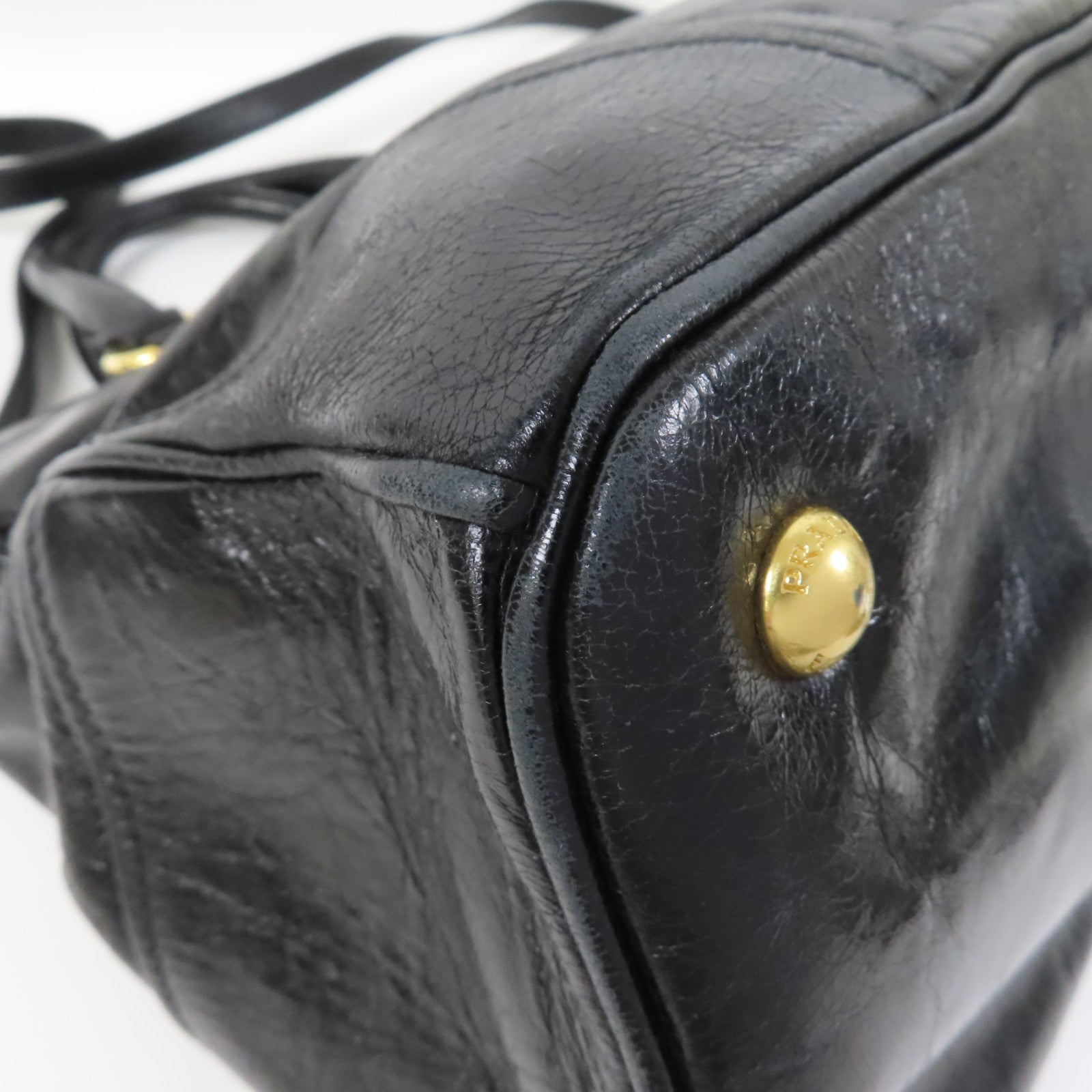 PRADA 牛皮皮革2 Way Shoulder金扣手挽肩背兩用袋黑色