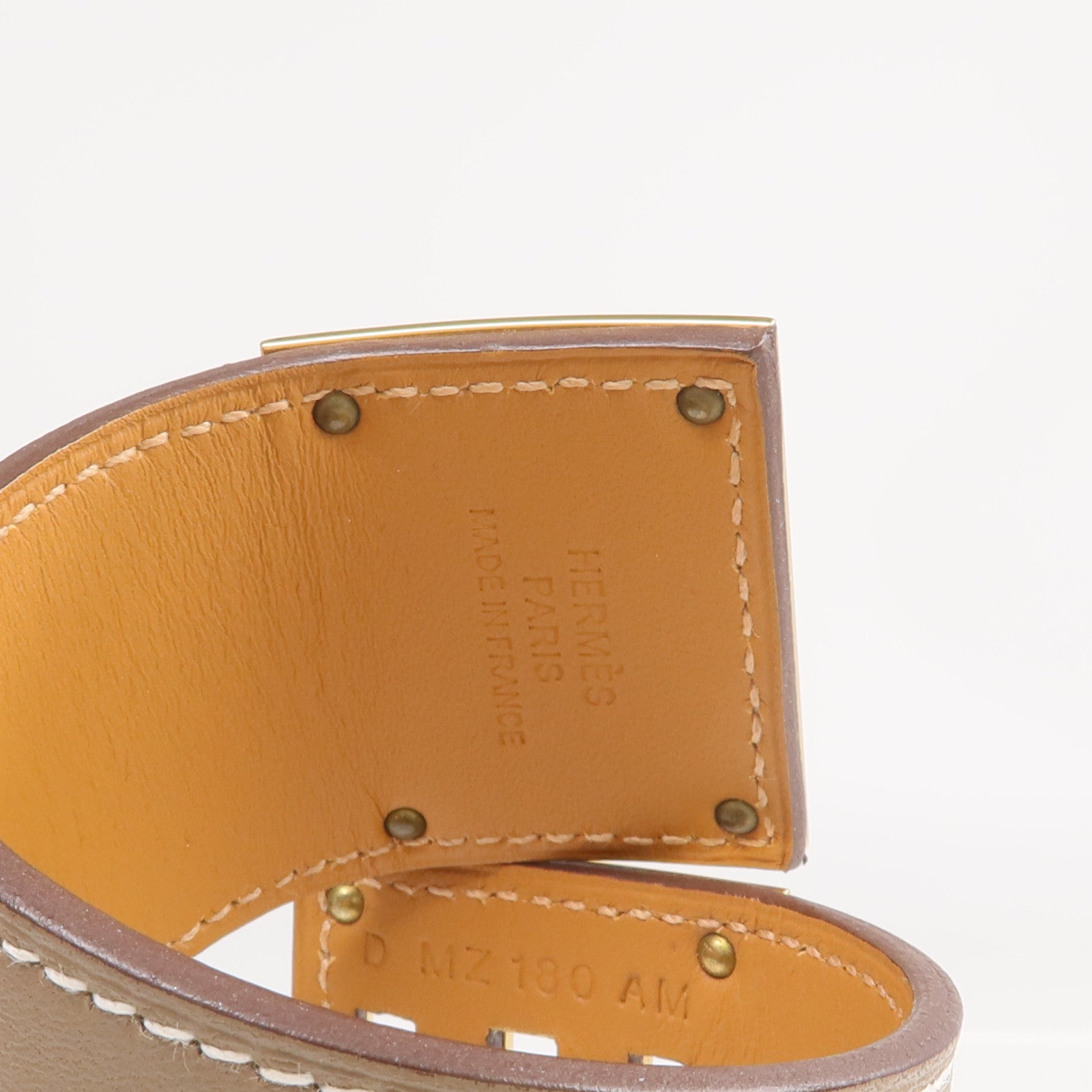 HERMES Swift皮革Kelly Dog金扣手鐲Etoupe