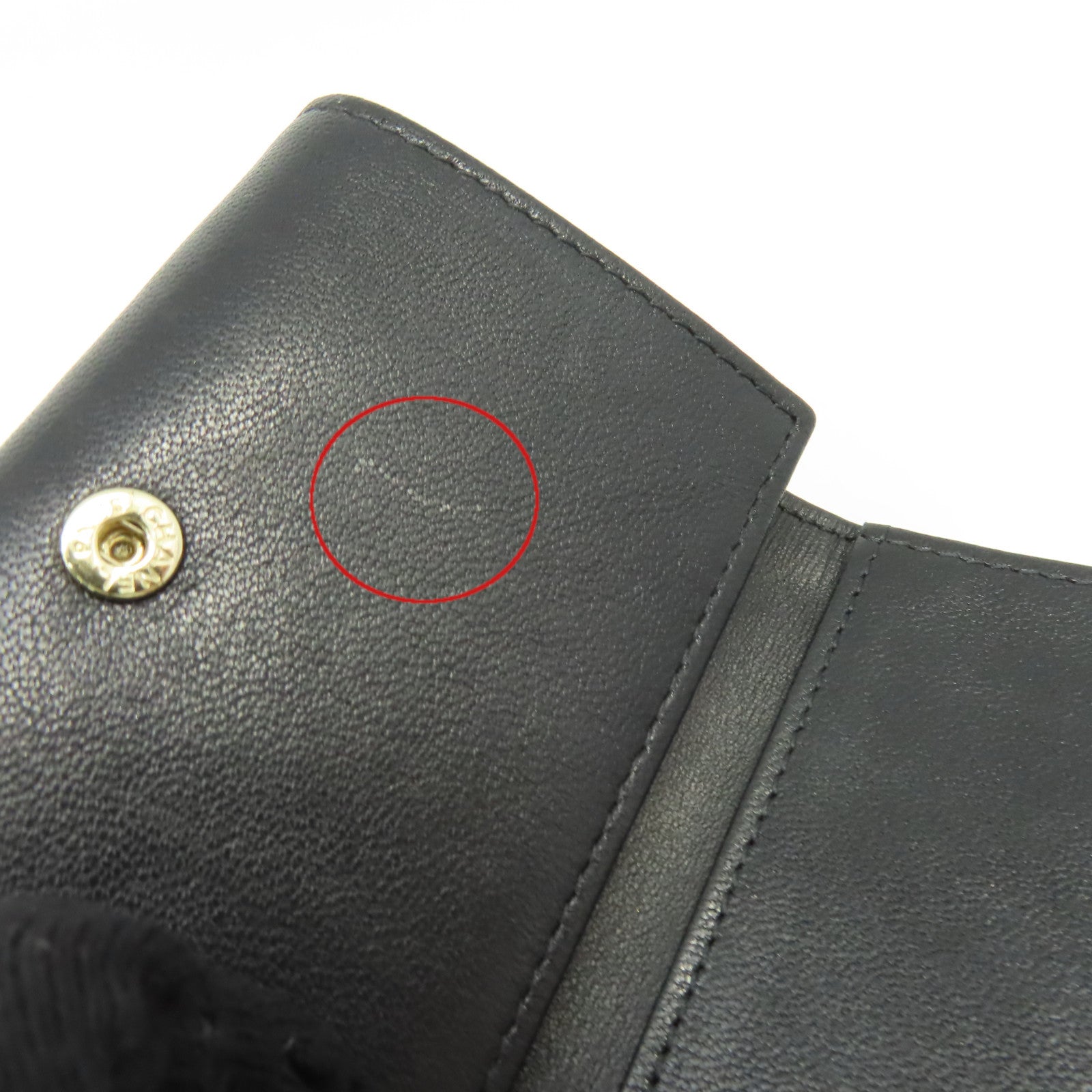 CHANEL 牛皮皮革Mini Wallet銀扣迷你錢包黑色