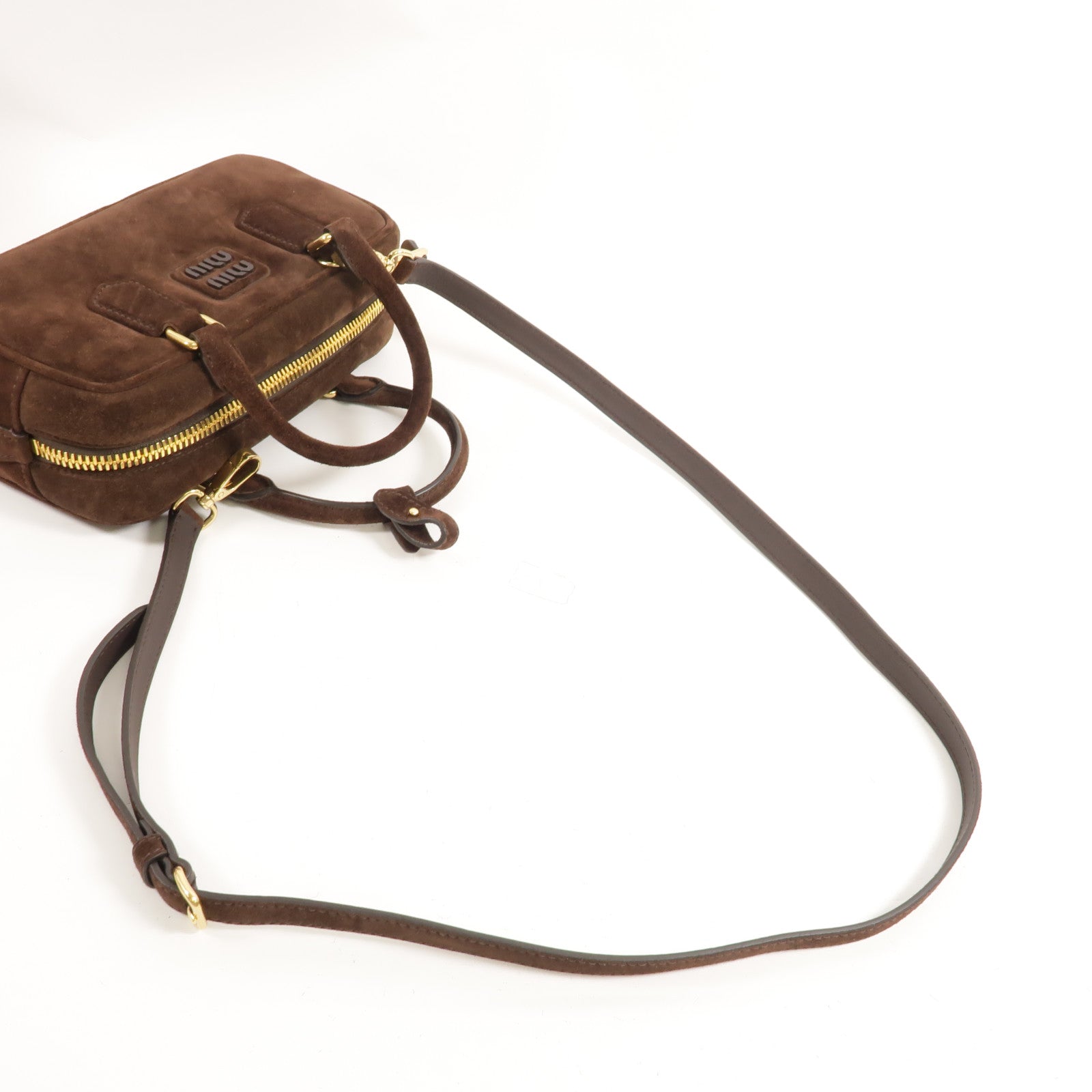 Miu Miu 麂皮皮革Arcadie Handbag手挽肩背兩用袋