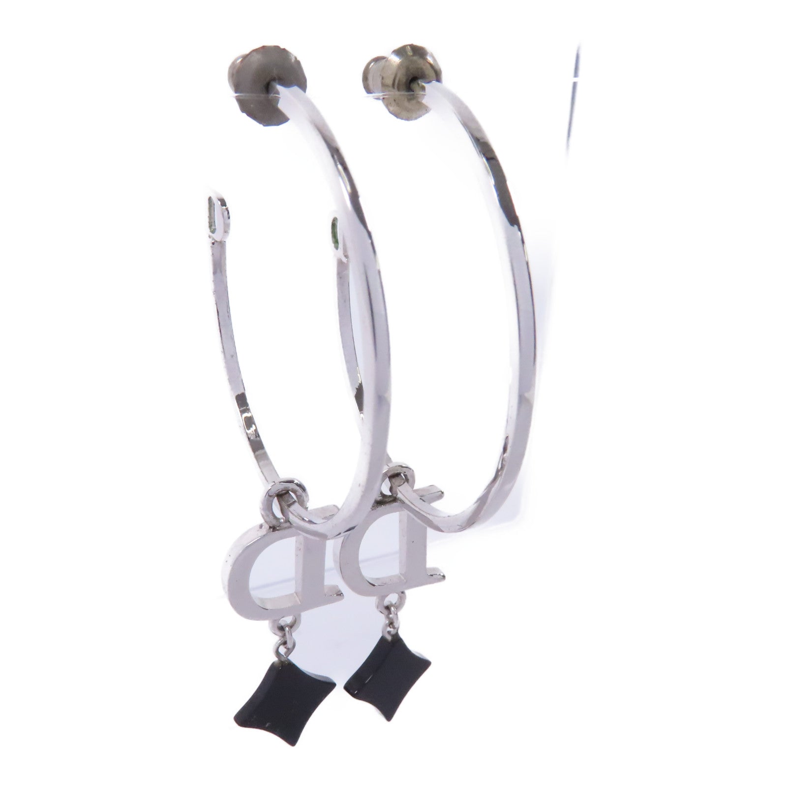 Dior PVC/金屬Earrings耳環/銀色/黑色