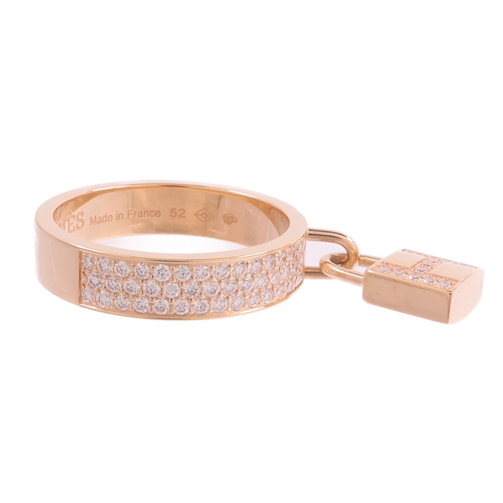 HERMES 18K玫瑰金Kelly Cadenas Ring鑽石戒指