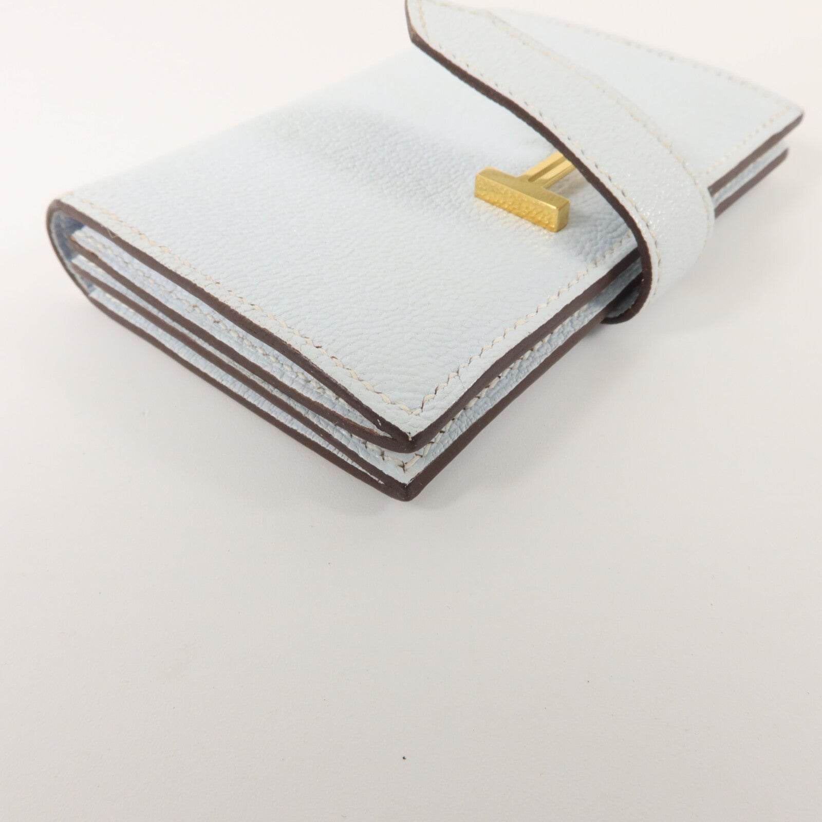 HERMES Chevre皮革Bearn Card Holder卡片套Bleu Brume