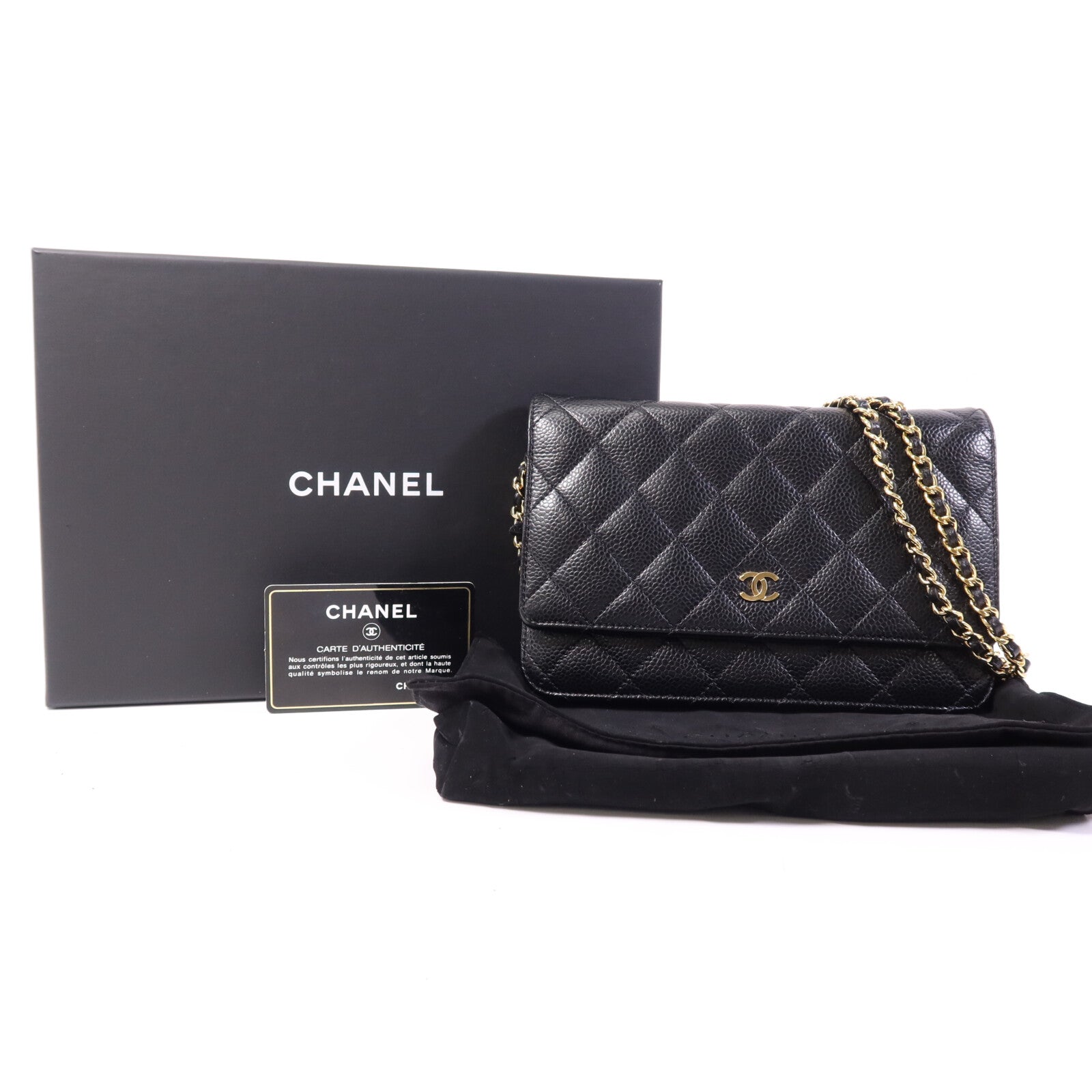CHANEL 牛皮皮革WOC Wallet On Chain金扣鏈帶肩背袋
