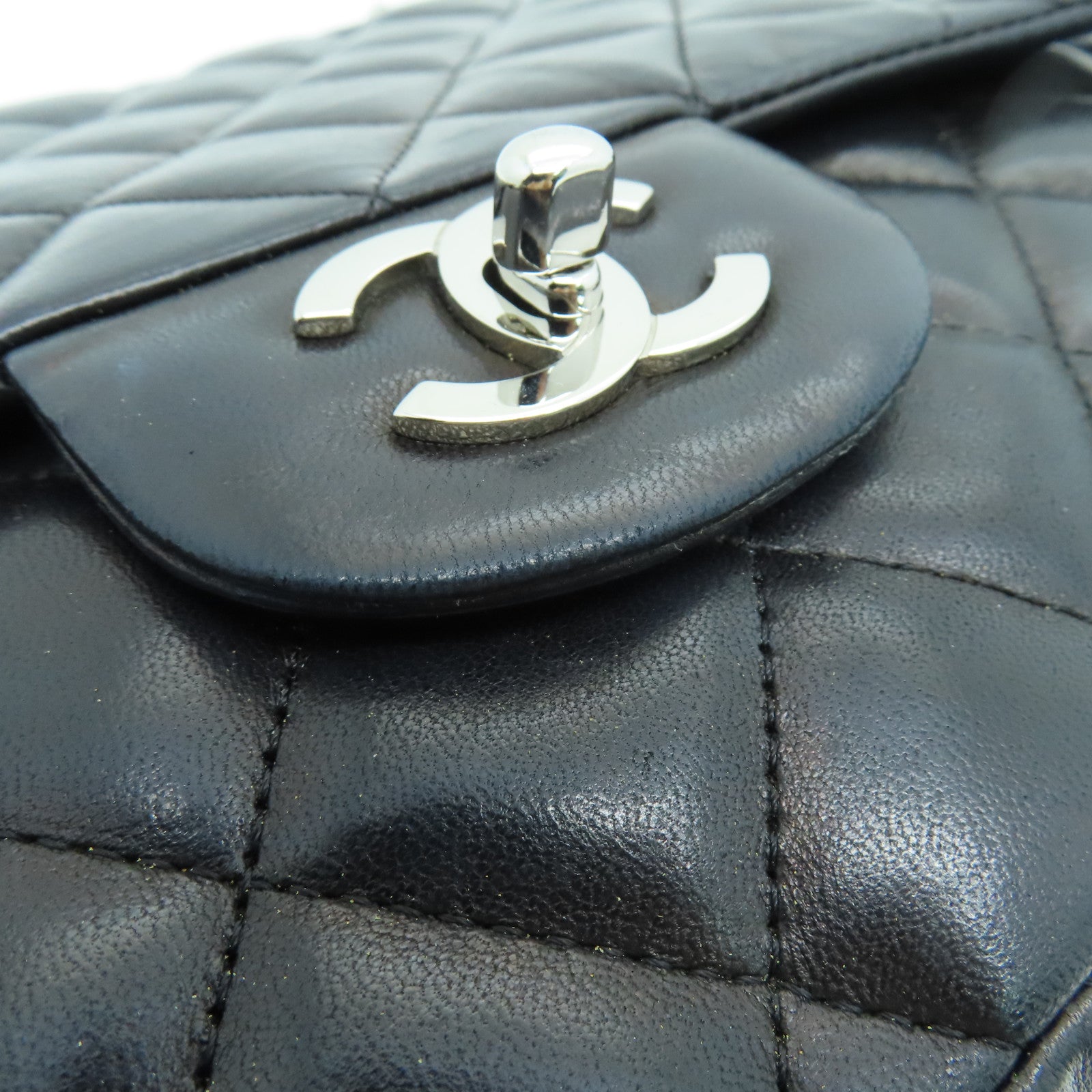 CHANEL Rhombus Sheepskin Leather Chain Shoulder Bag Chain Belt Shoulder Bag Black