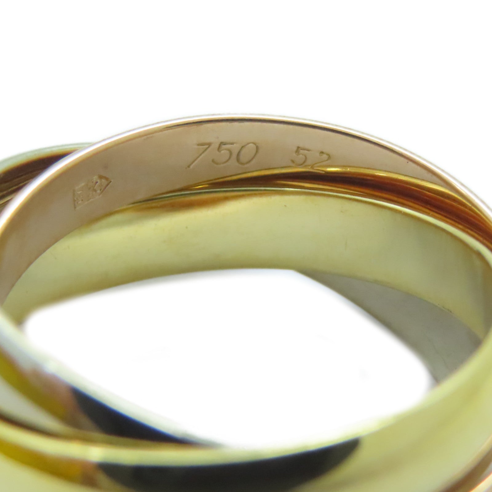 CARTIER 18K黃金/白金/玫瑰金Trinity戒指Cartier#52/US#6.25