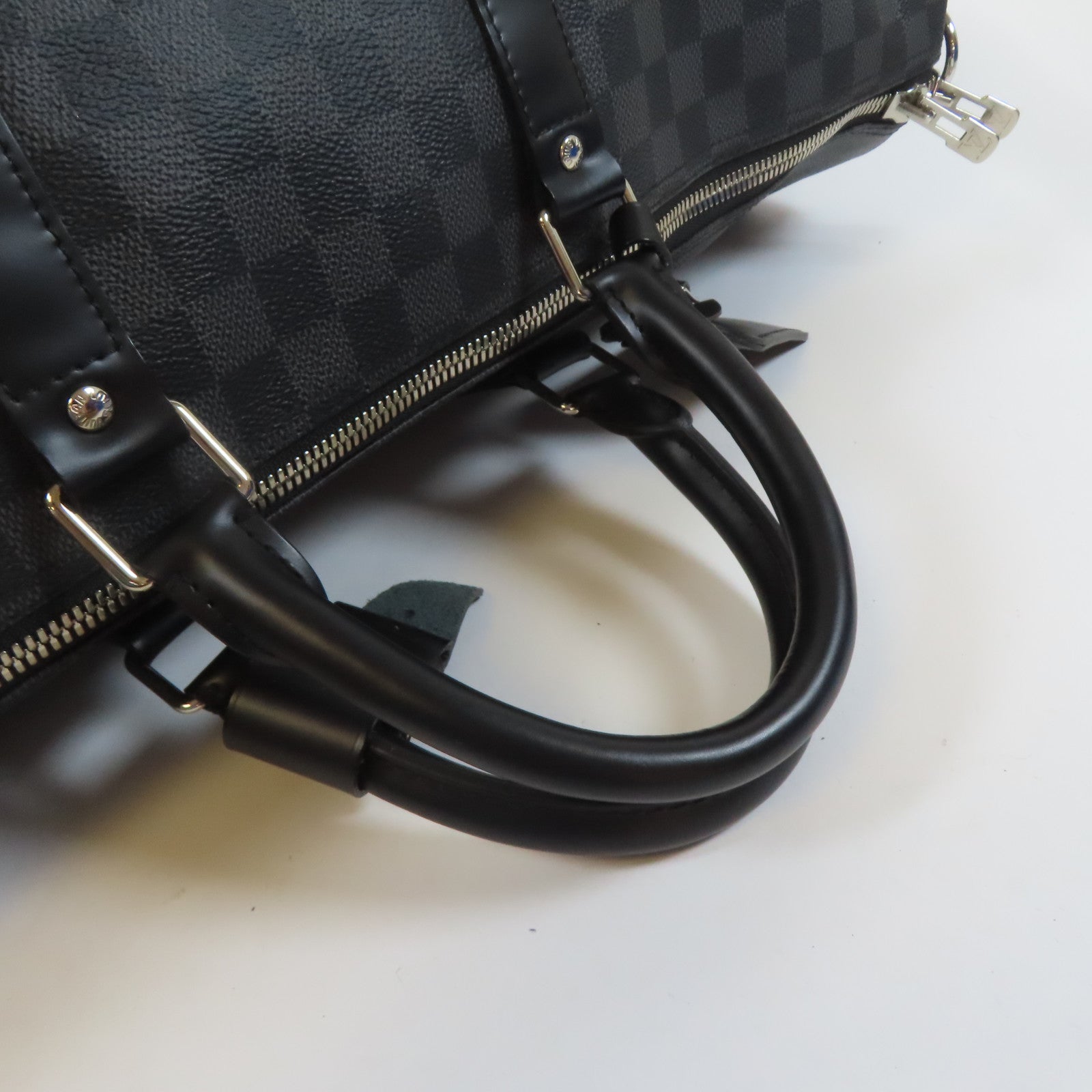 LOUIS VUITTON Damier Graphite Keepall Bandouliere 55銀扣手挽肩背兩用袋黑色