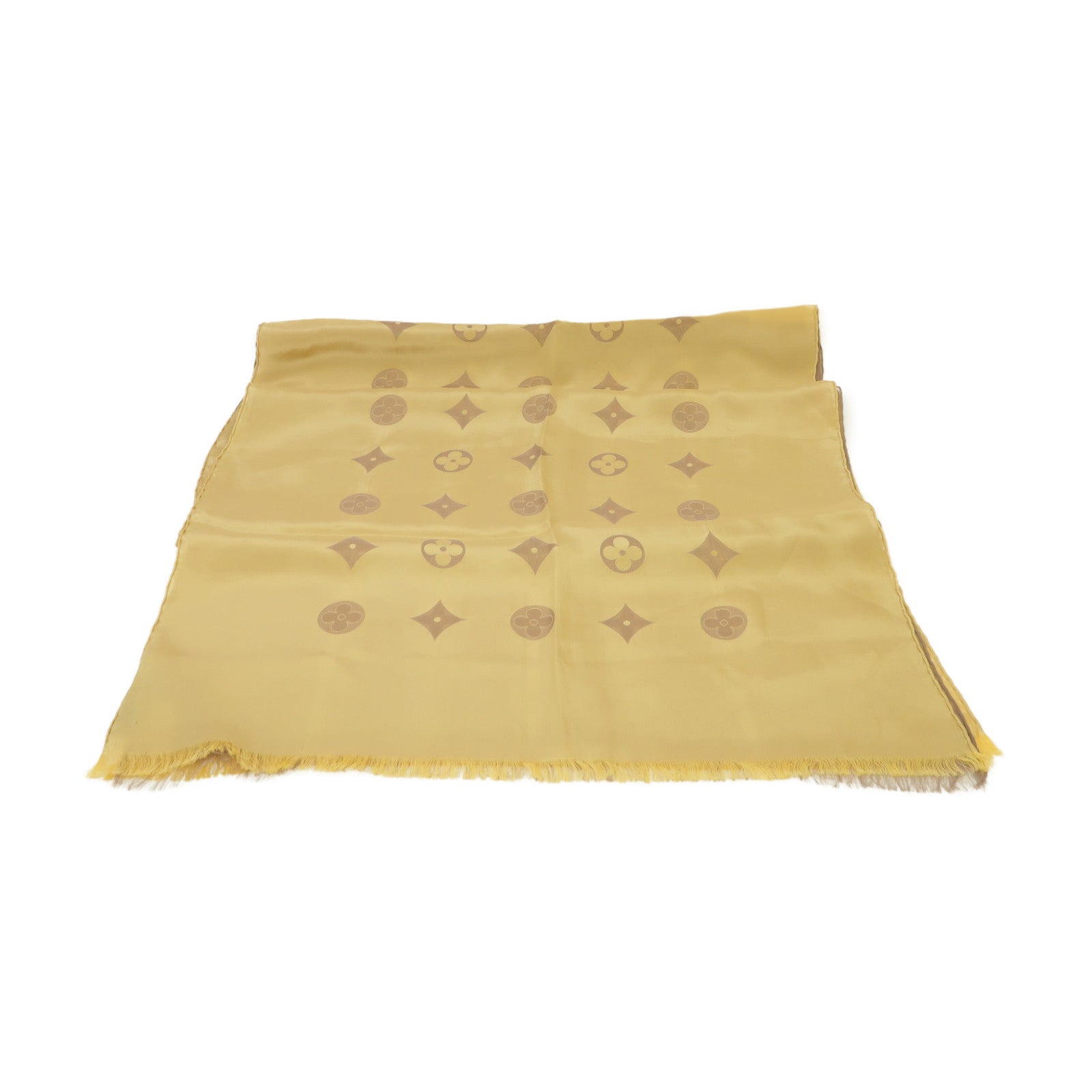 LOUIS VUITTON 絲質/醋酸纖維Scarf絲巾金色/紫色