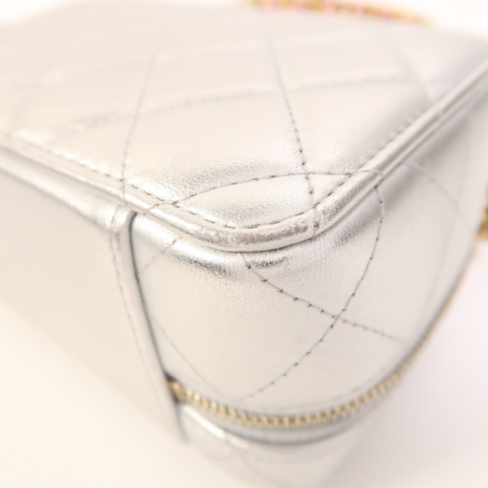 CHANEL 【激減優惠】牛皮皮革Vanity Case金扣鏈帶手挽肩背兩用袋