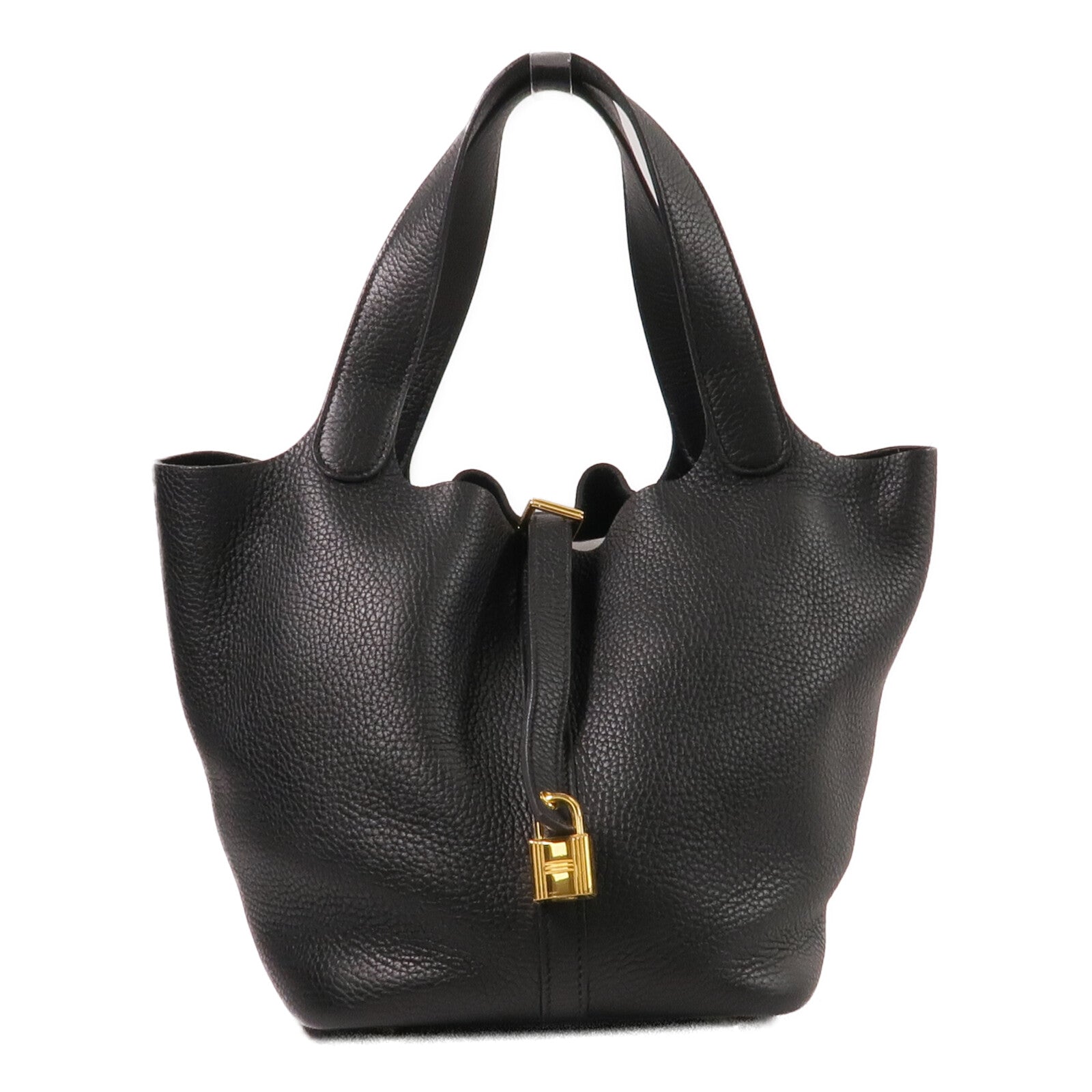 HERMES Clemence皮革Picotin MM手挽袋Noir