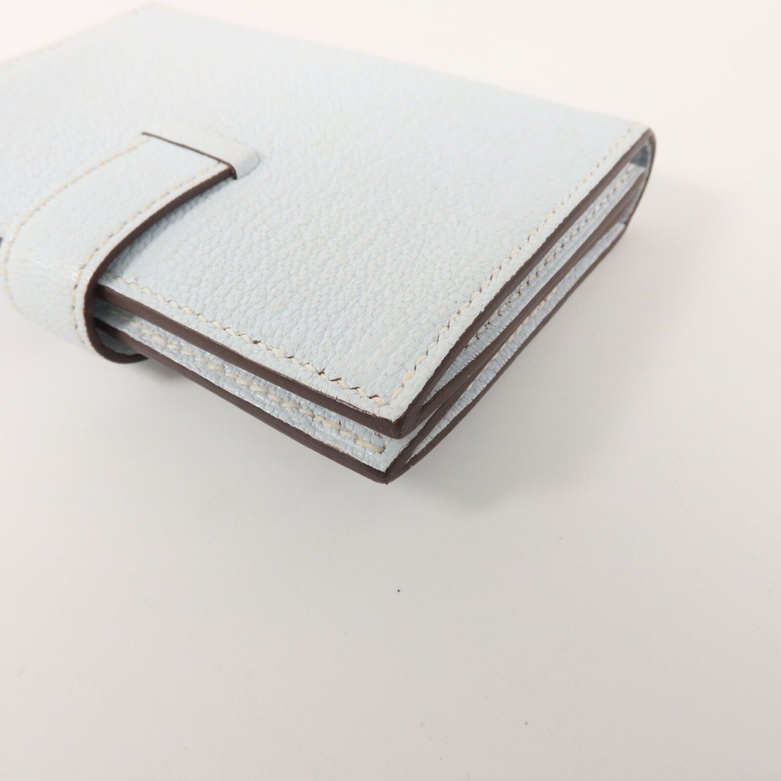HERMES Chevre皮革Bearn Card Holder卡片套Bleu Brume
