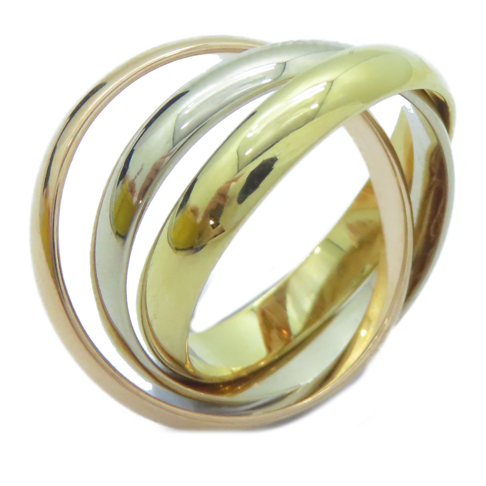 CARTIER 18K黃金/白金/玫瑰金Trinity戒指Cartier#52/US#6.25