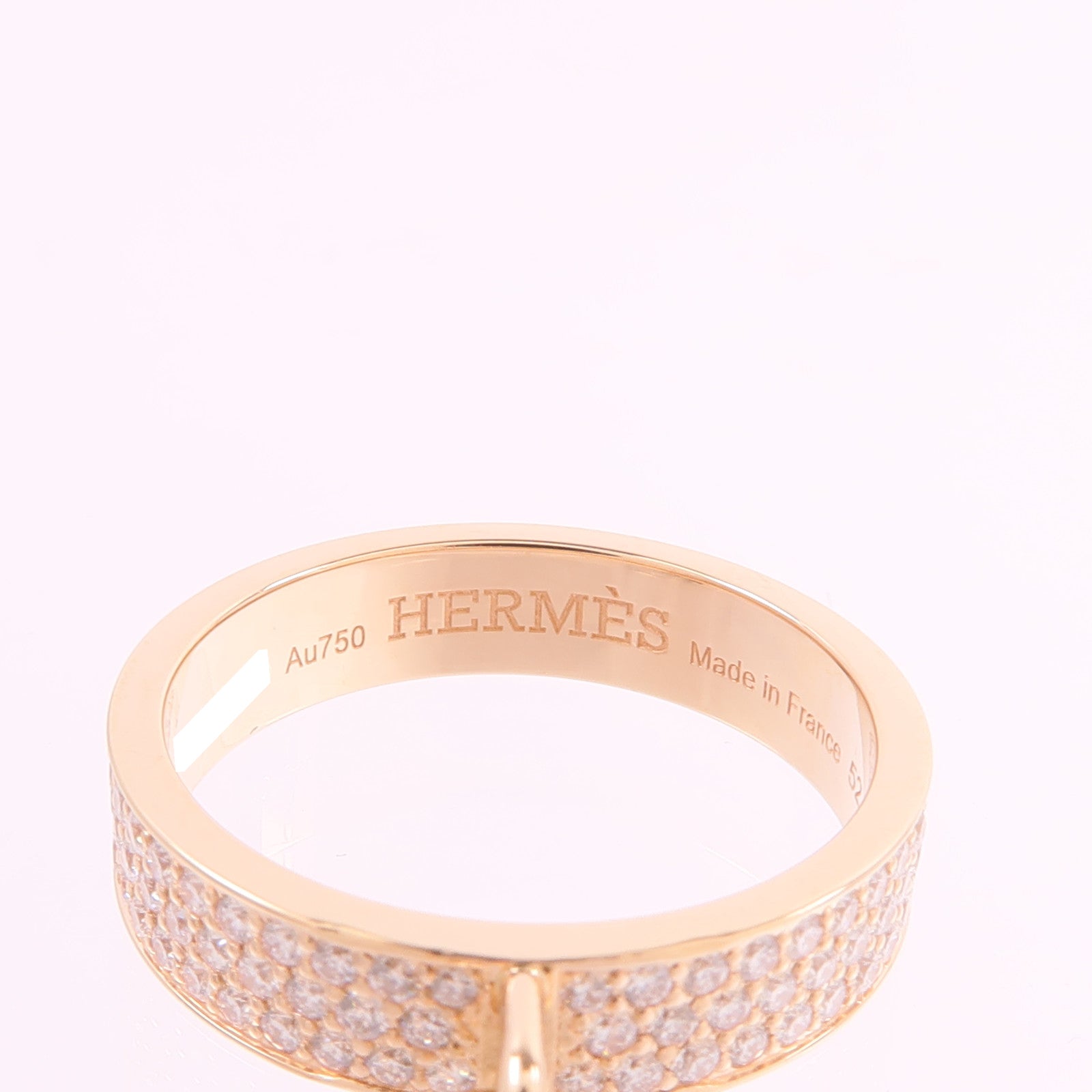 HERMES 18K玫瑰金Kelly Cadenas Ring鑽石戒指