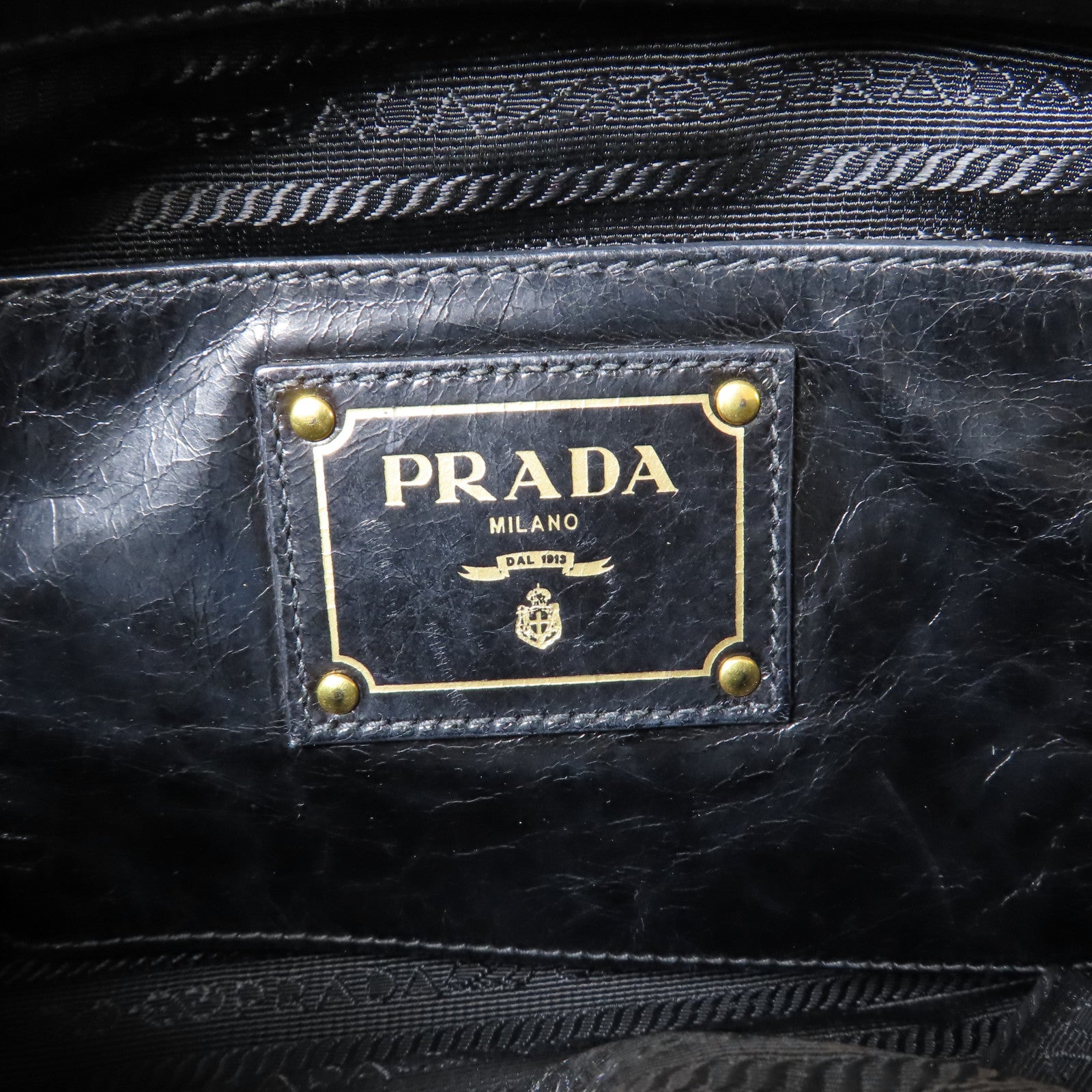PRADA 牛皮皮革2 Way Shoulder金扣手挽肩背兩用袋黑色
