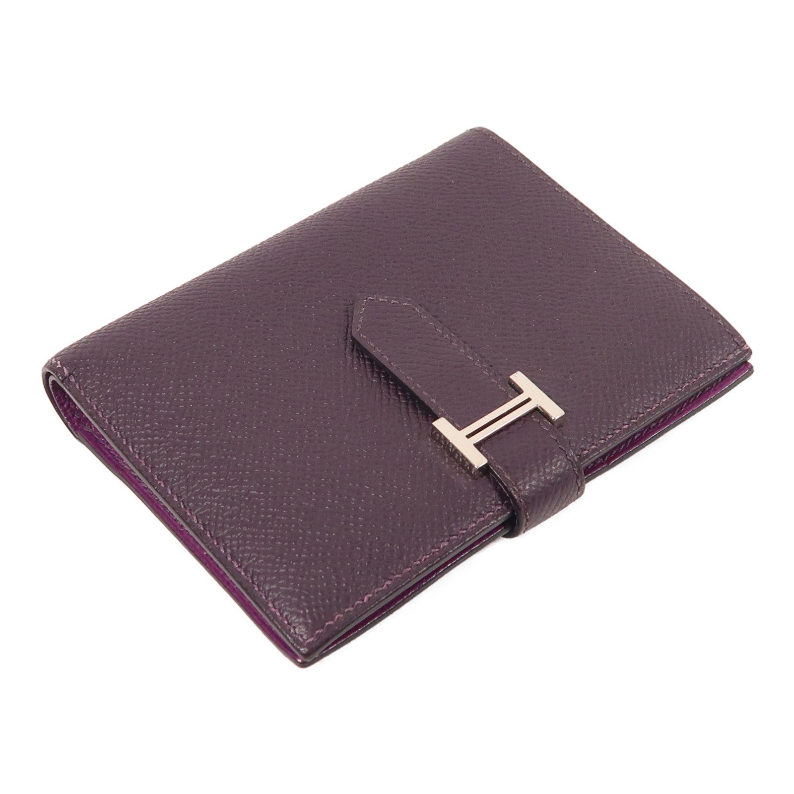 HERMES Epsom皮革Bearn Compact Wallet銀扣錢包