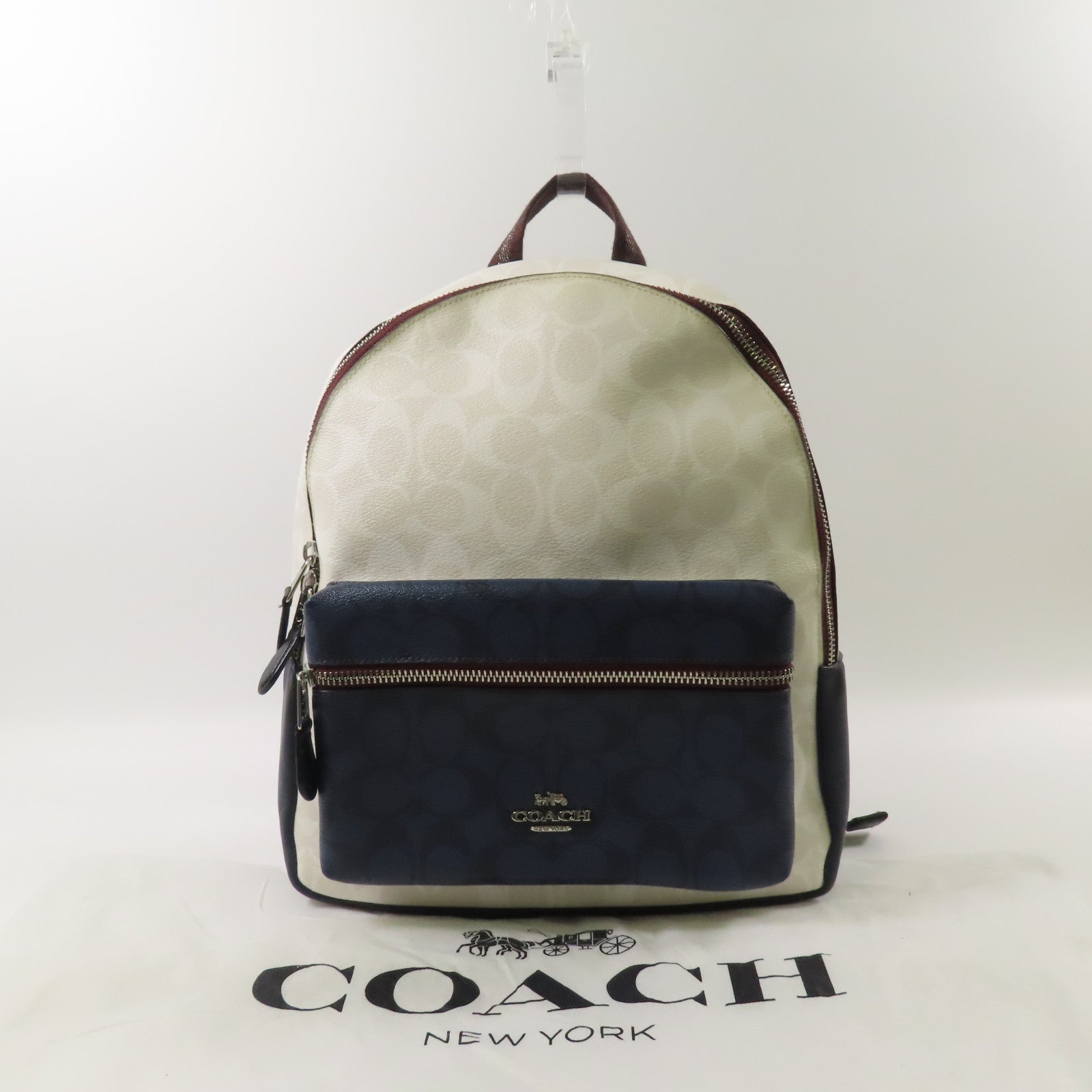 COACH 牛皮皮革/PVC Backpack銀扣背包