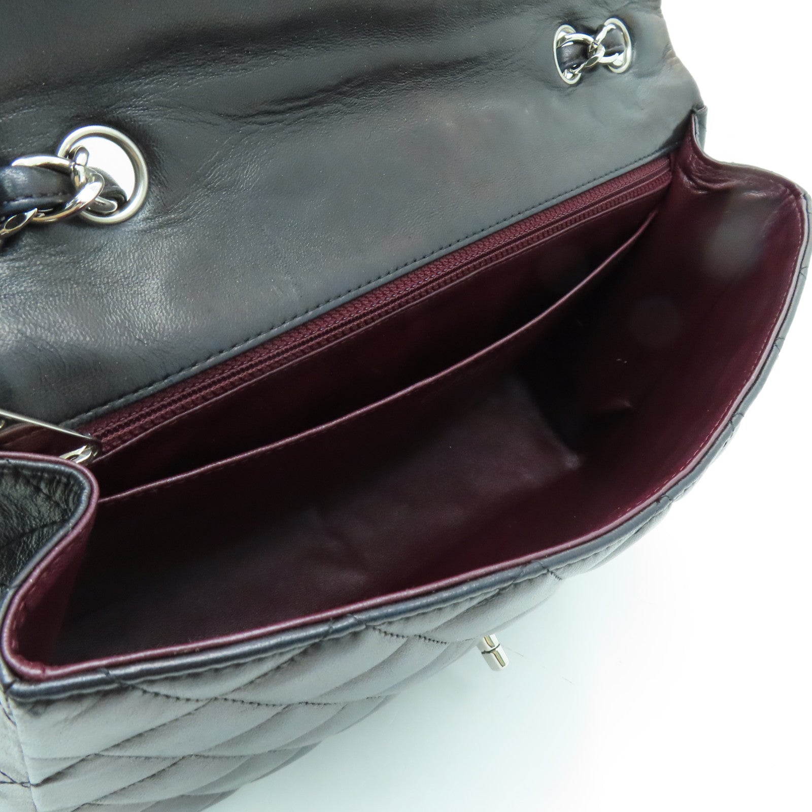 CHANEL Rhombus Sheepskin Leather Chain Shoulder Bag Chain Belt Shoulder Bag Black