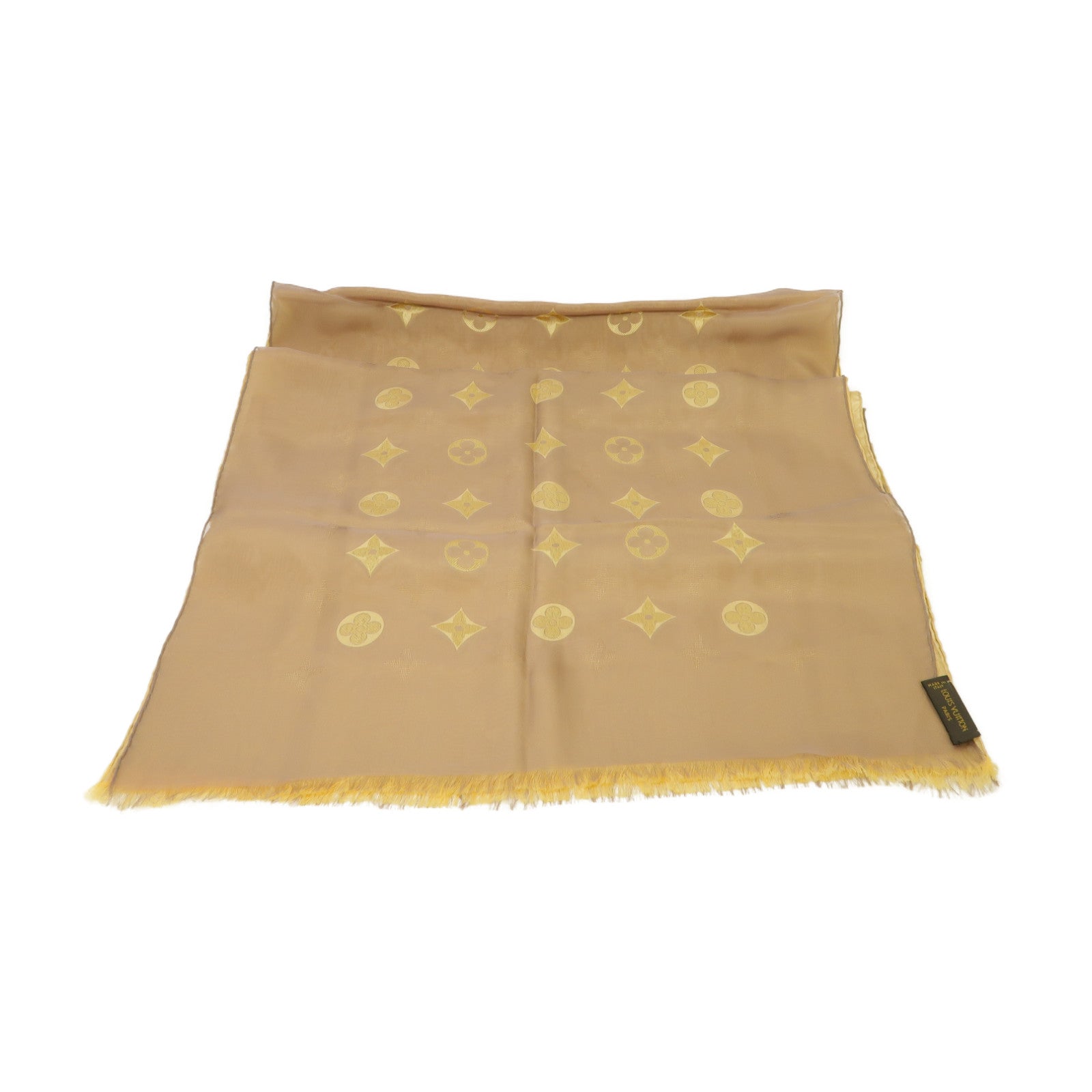 LOUIS VUITTON 絲質/醋酸纖維Scarf絲巾金色/紫色