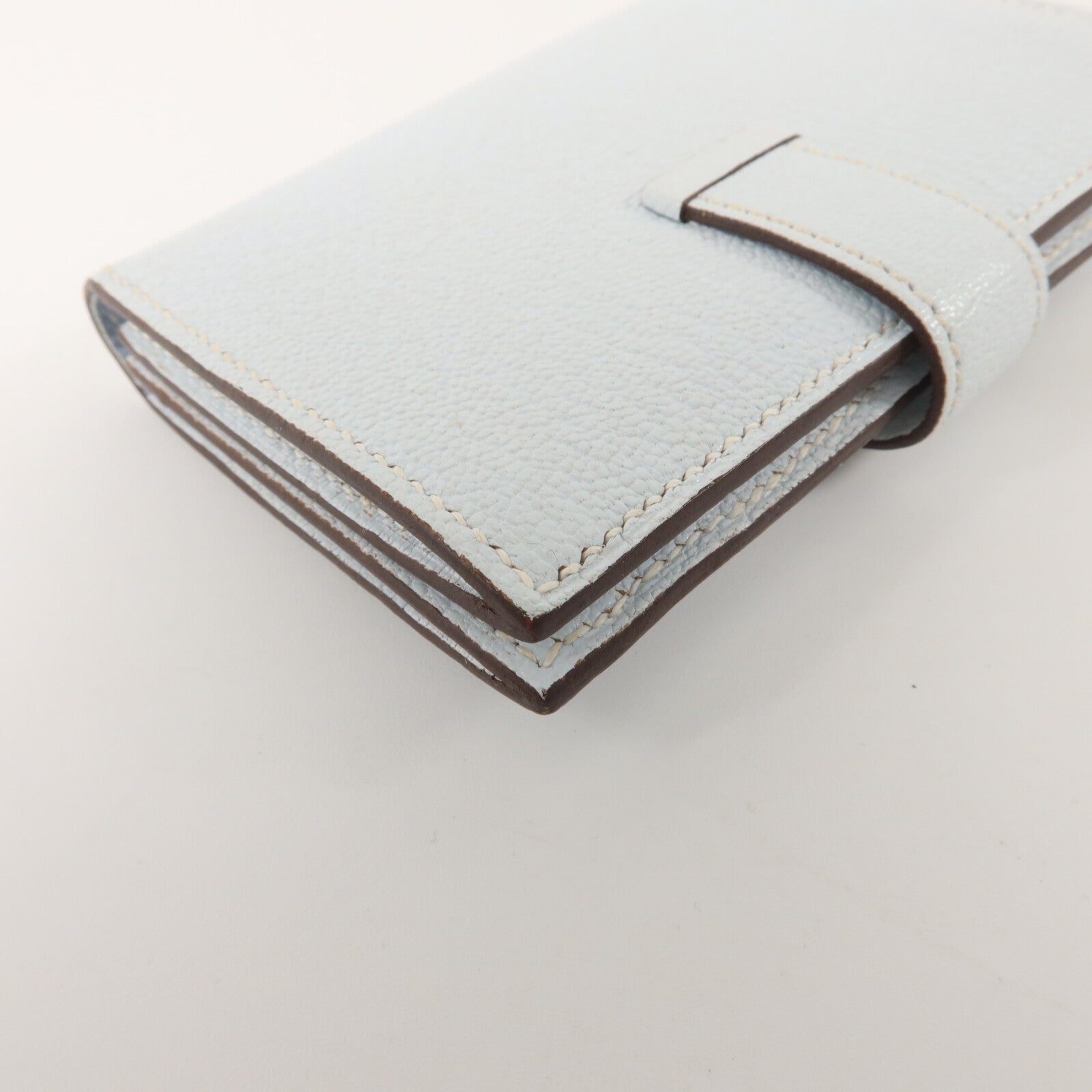 HERMES Chevre皮革Bearn Card Holder卡片套Bleu Brume
