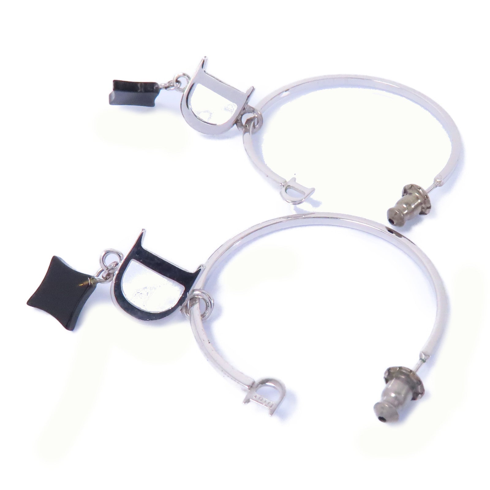 Dior PVC/金屬Earrings耳環/銀色/黑色