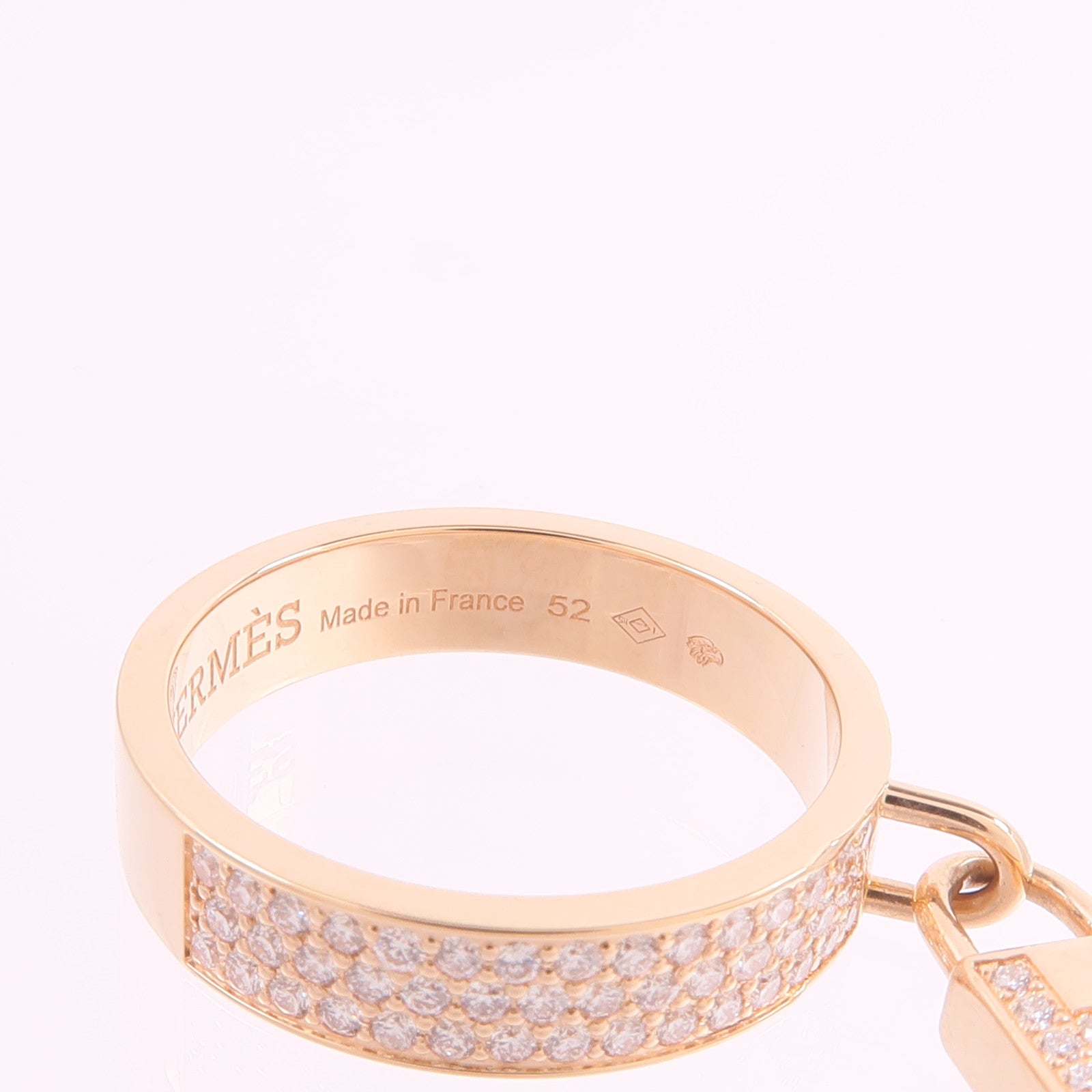 HERMES 18K玫瑰金Kelly Cadenas Ring鑽石戒指