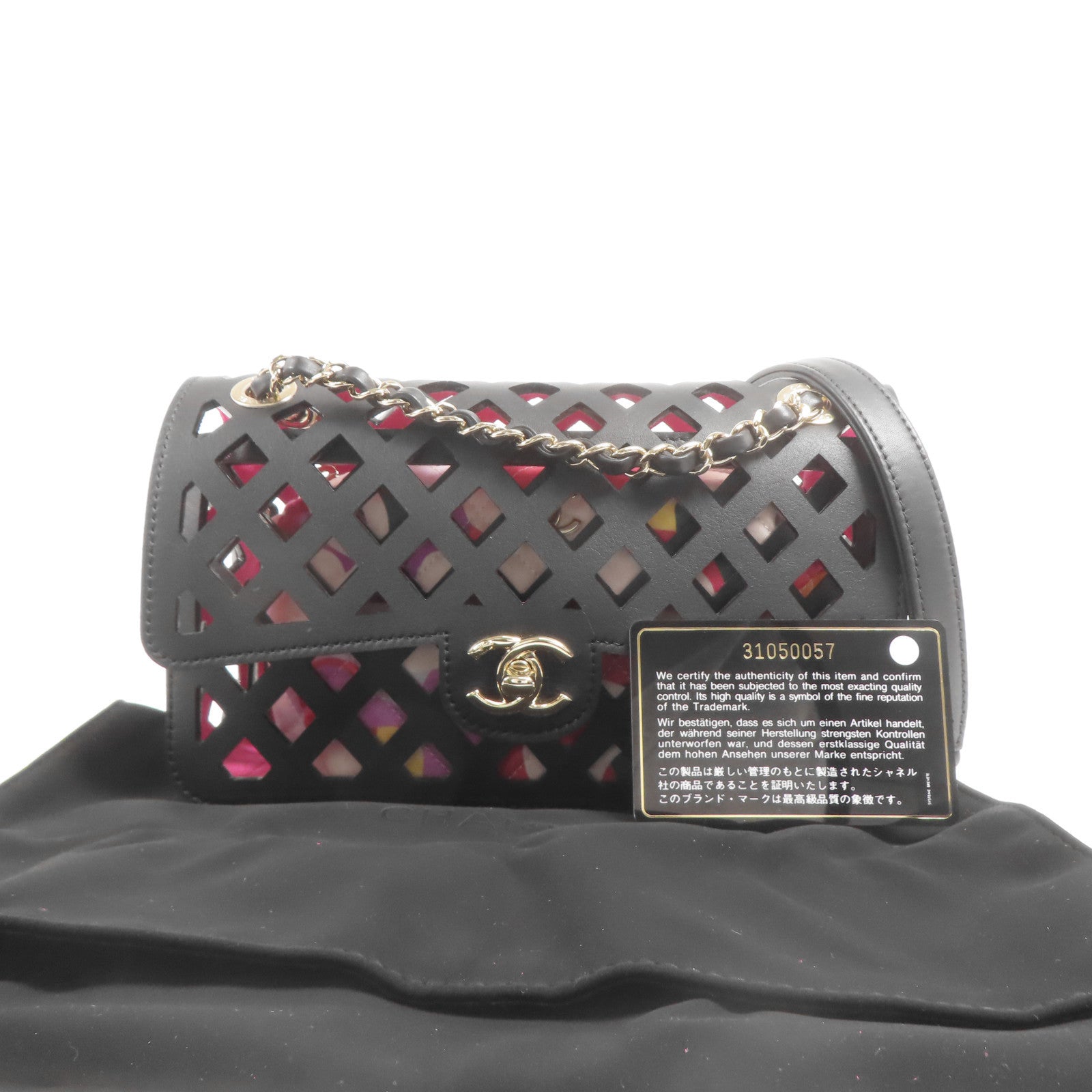 CHANEL 牛皮皮革See Through Flap金扣鏈帶肩背袋