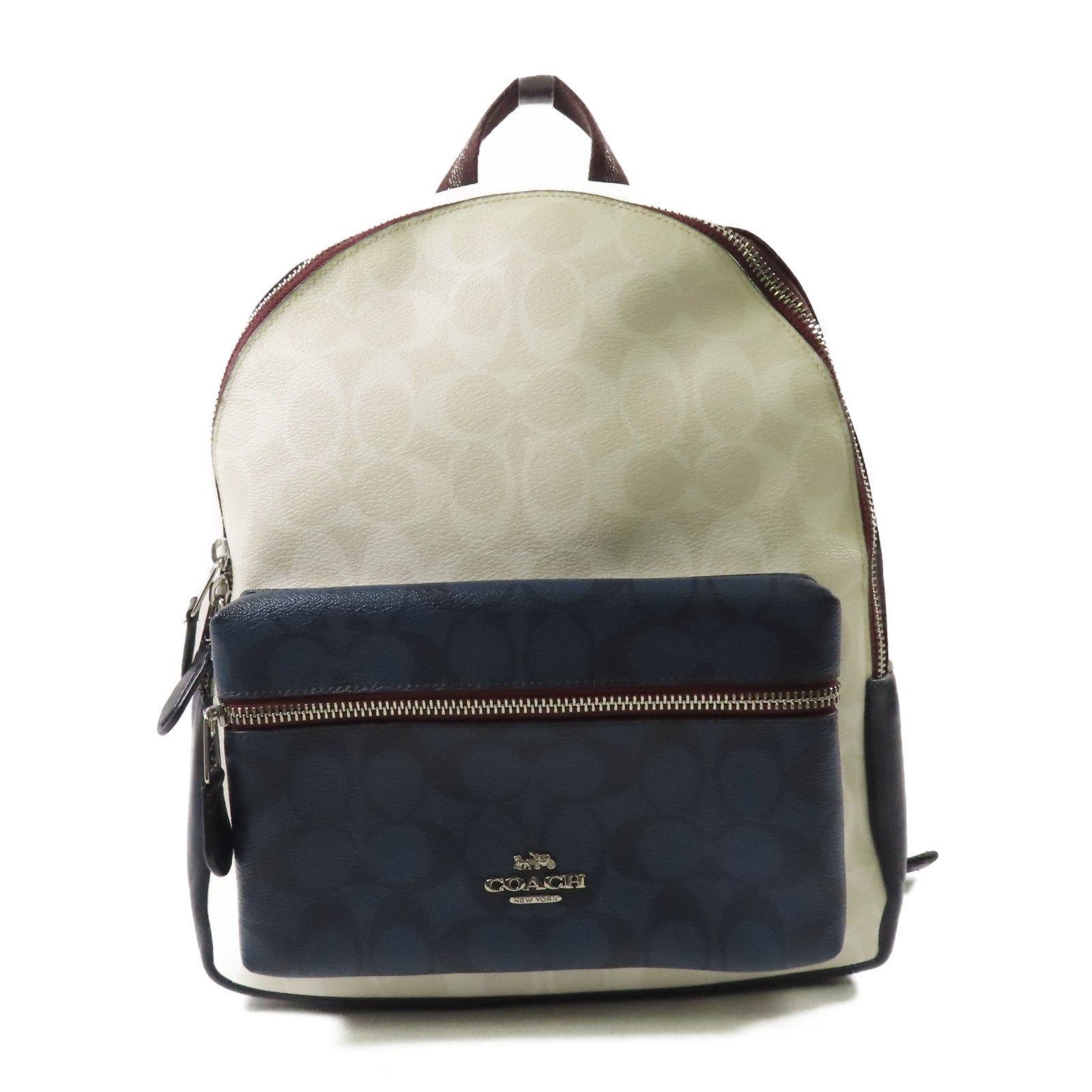 COACH 牛皮皮革/PVC Backpack銀扣背包