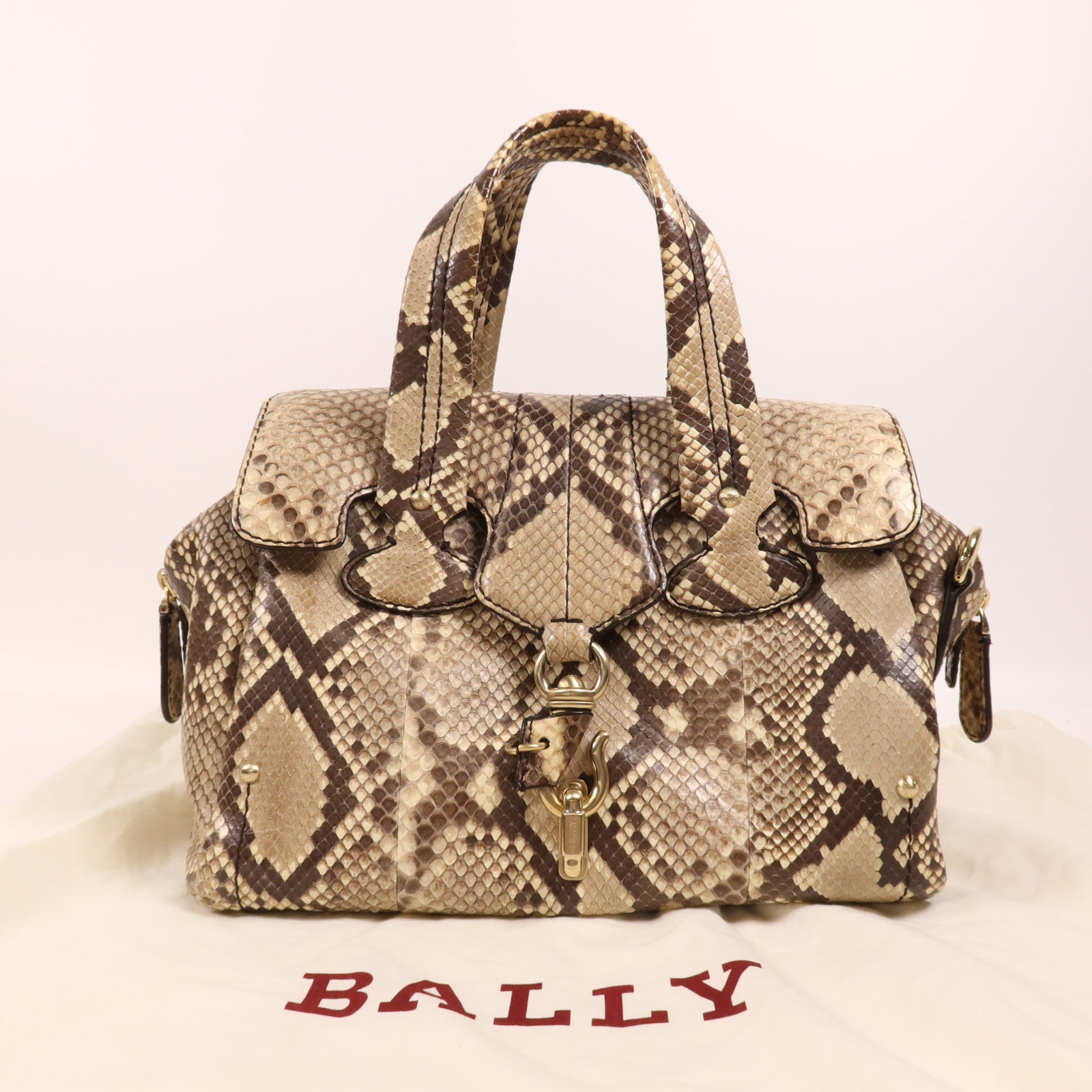 BALLY 蛇皮皮革Hand Bag金扣手挽袋
