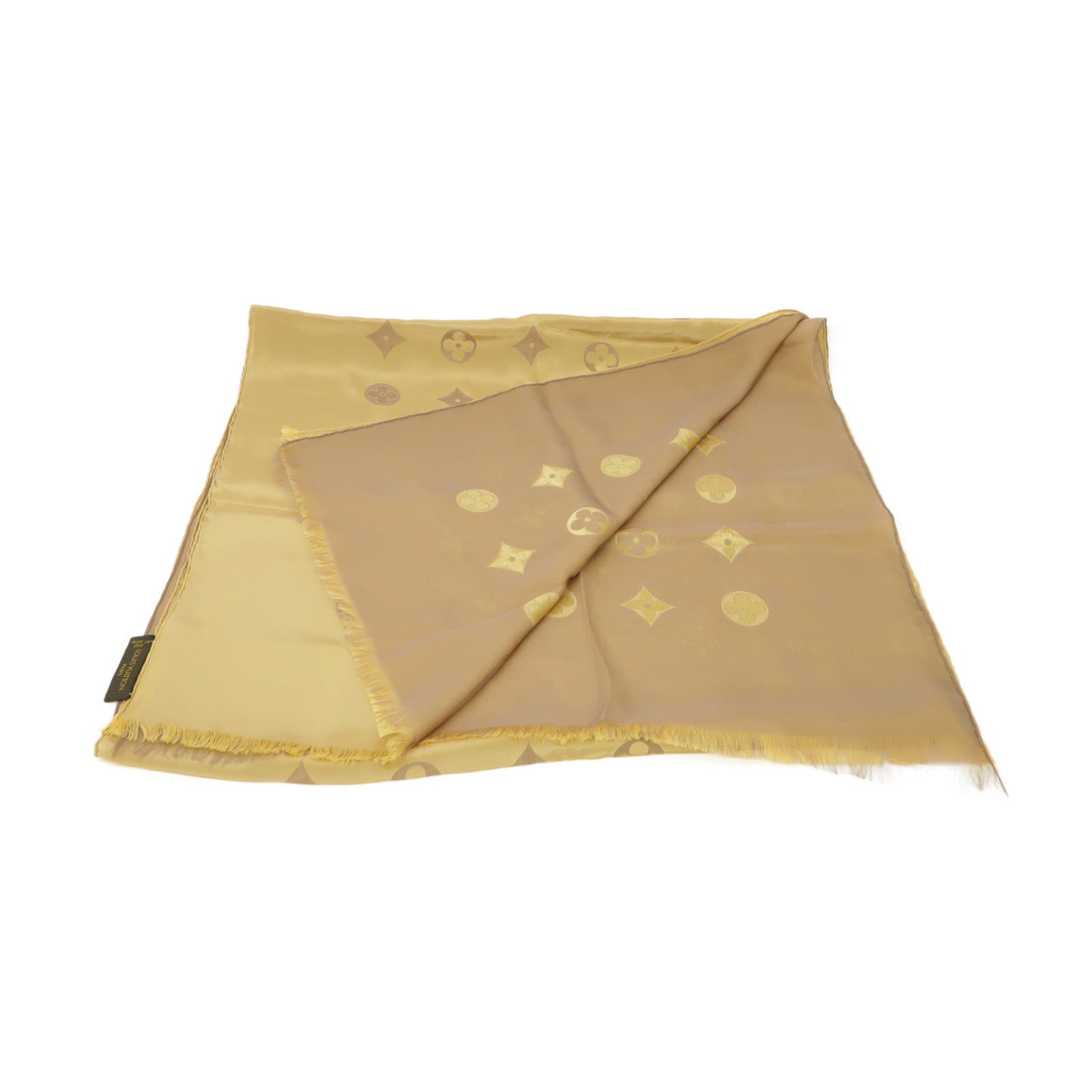 LOUIS VUITTON 絲質/醋酸纖維Scarf絲巾金色/紫色