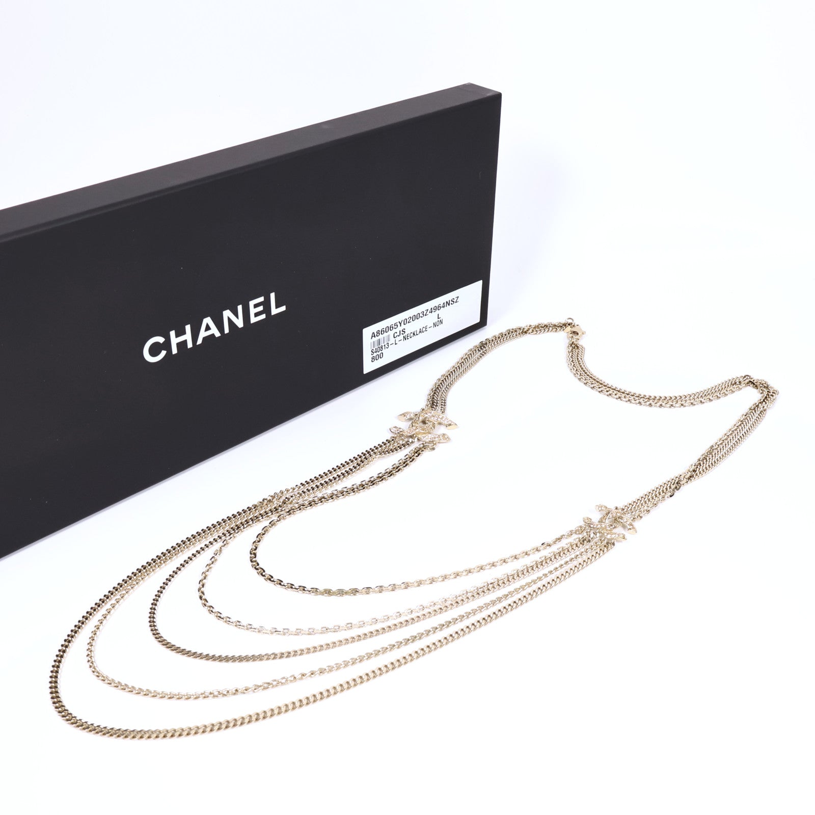 CHANEL 金屬Strass CC Multi Strand Long Necklace項鍊