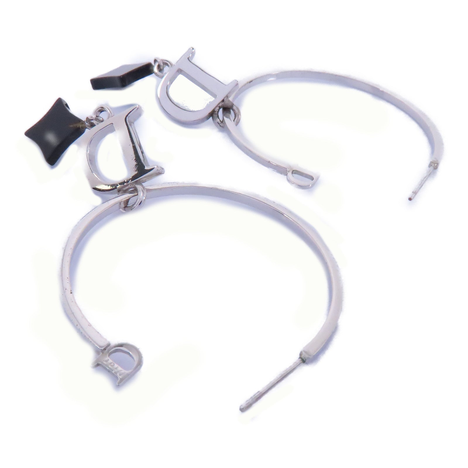 Dior PVC/金屬Earrings耳環/銀色/黑色
