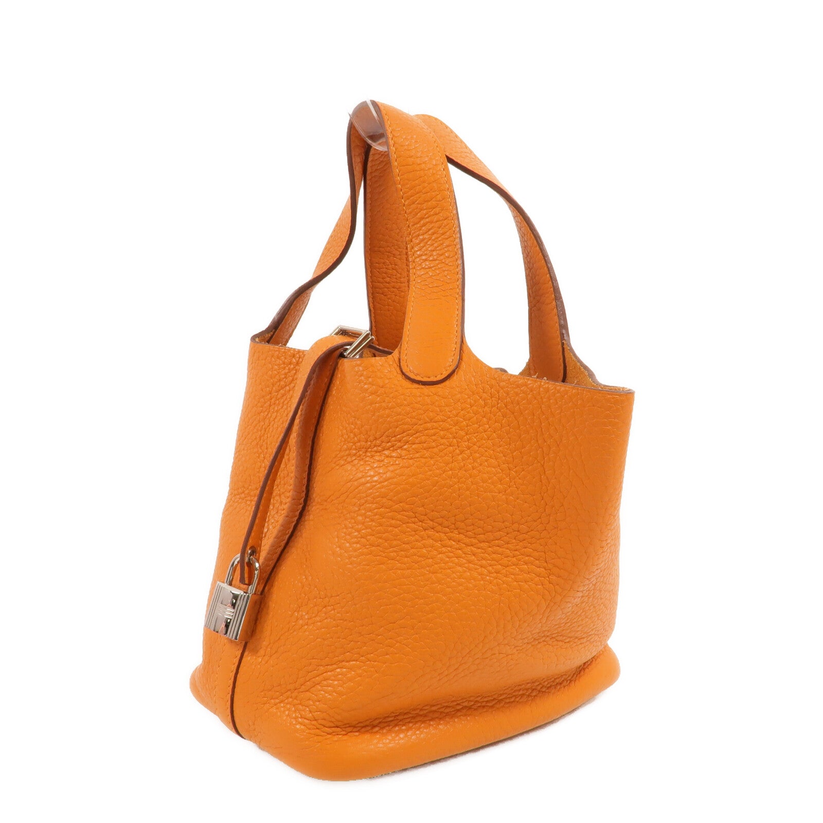 HERMES Clemence皮革Picotin PM手挽袋Orange