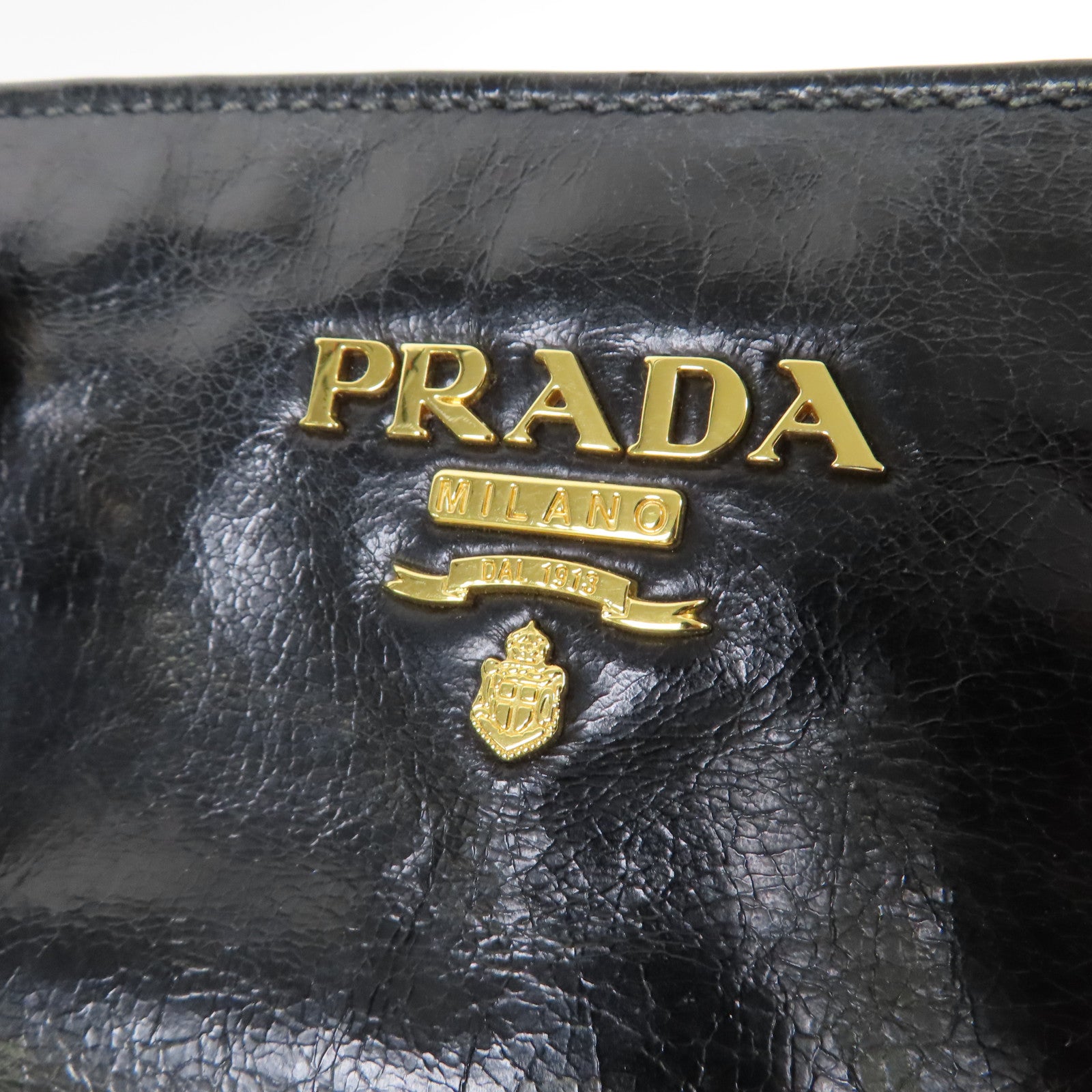 PRADA 牛皮皮革2 Way Shoulder金扣手挽肩背兩用袋黑色