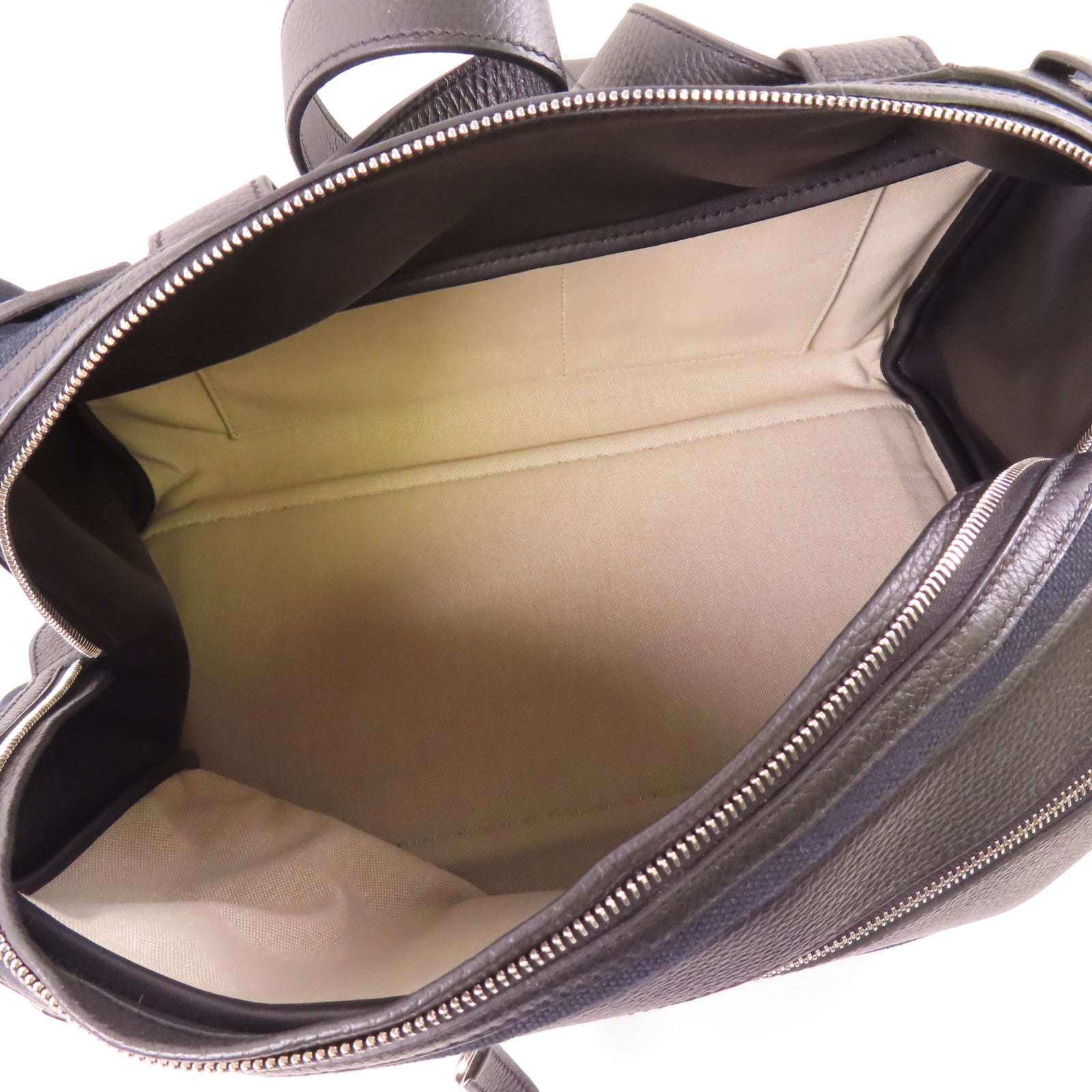 HERMES 帆布/Togo皮革Long Courrier Bag銀扣肩背袋Noir