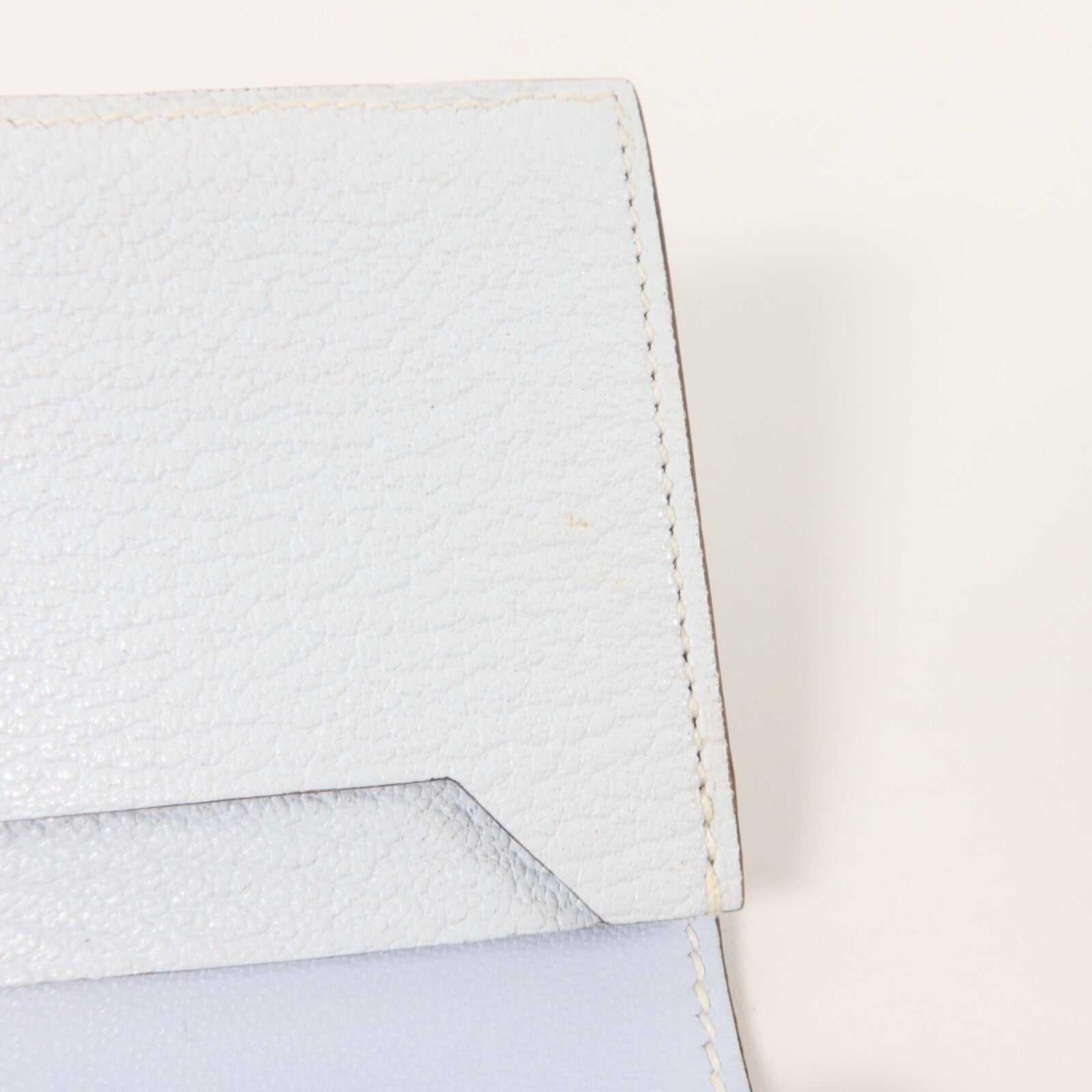 HERMES Chevre皮革Bearn Card Holder卡片套Bleu Brume