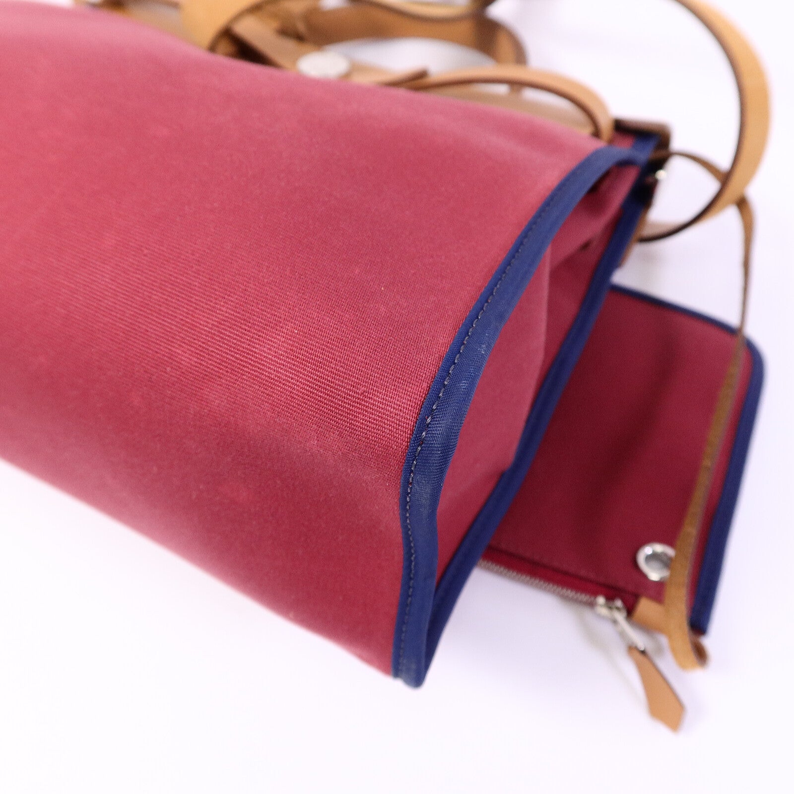 HERMES 帆布Herbag PM手挽肩背兩用袋Rubis/Bleu Saphir