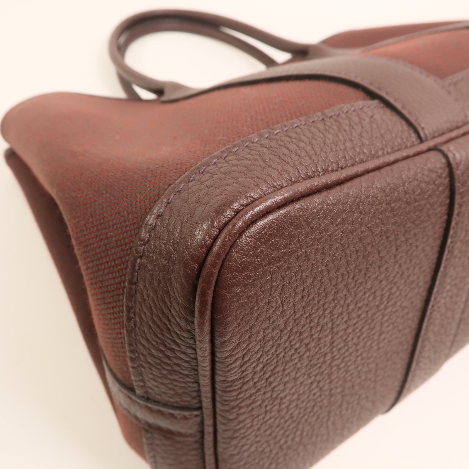 HERMES 帆布Garden Party TPM 銀扣手挽袋Chocolat