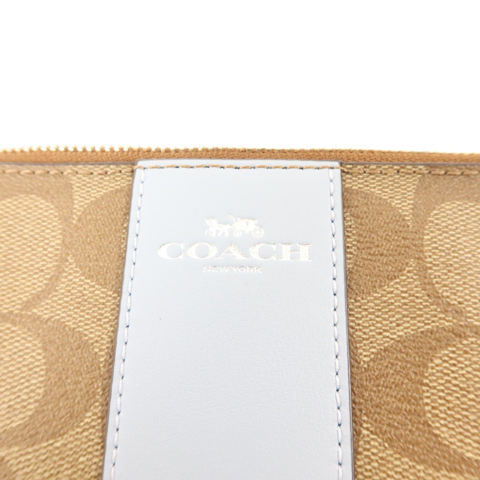 COACH 塗層帆布Corner Zip Wristlet金扣拉鏈錢包