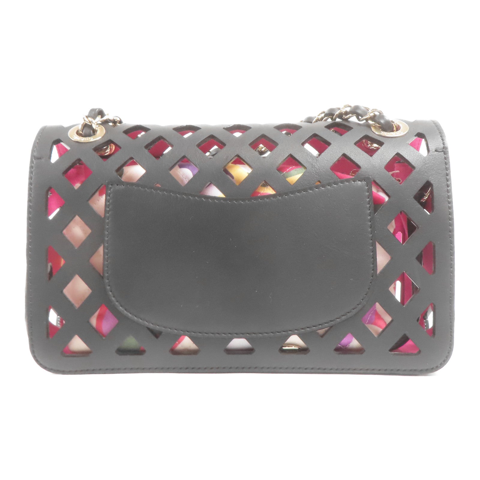 CHANEL CC GHW See Through Flap Chain Shoulder Bag Calfskin Leather Black