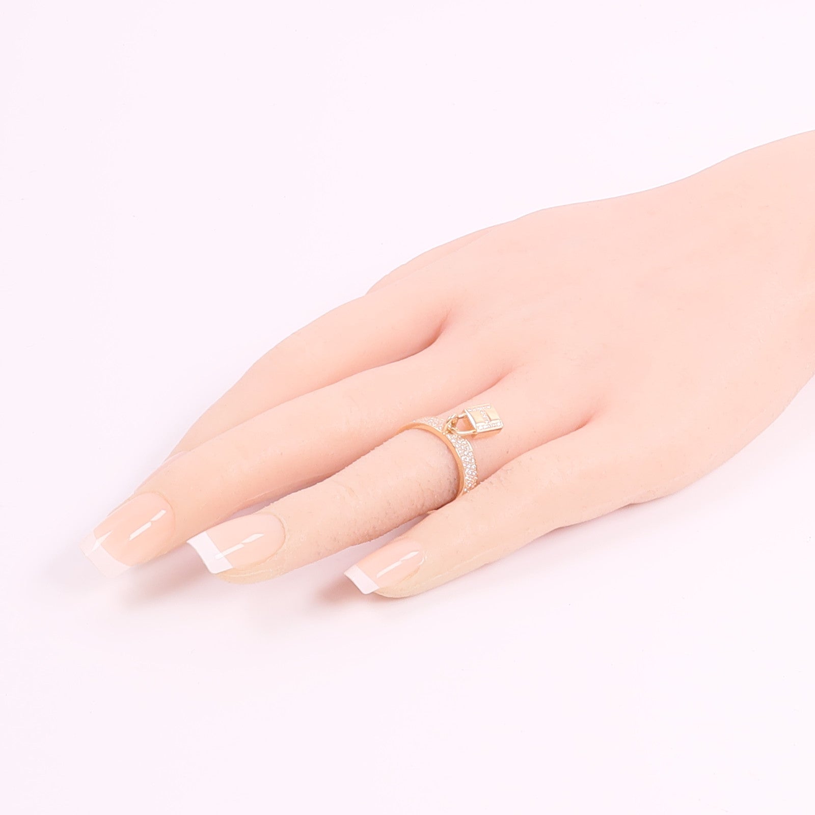 HERMES 18K玫瑰金Kelly Cadenas Ring鑽石戒指