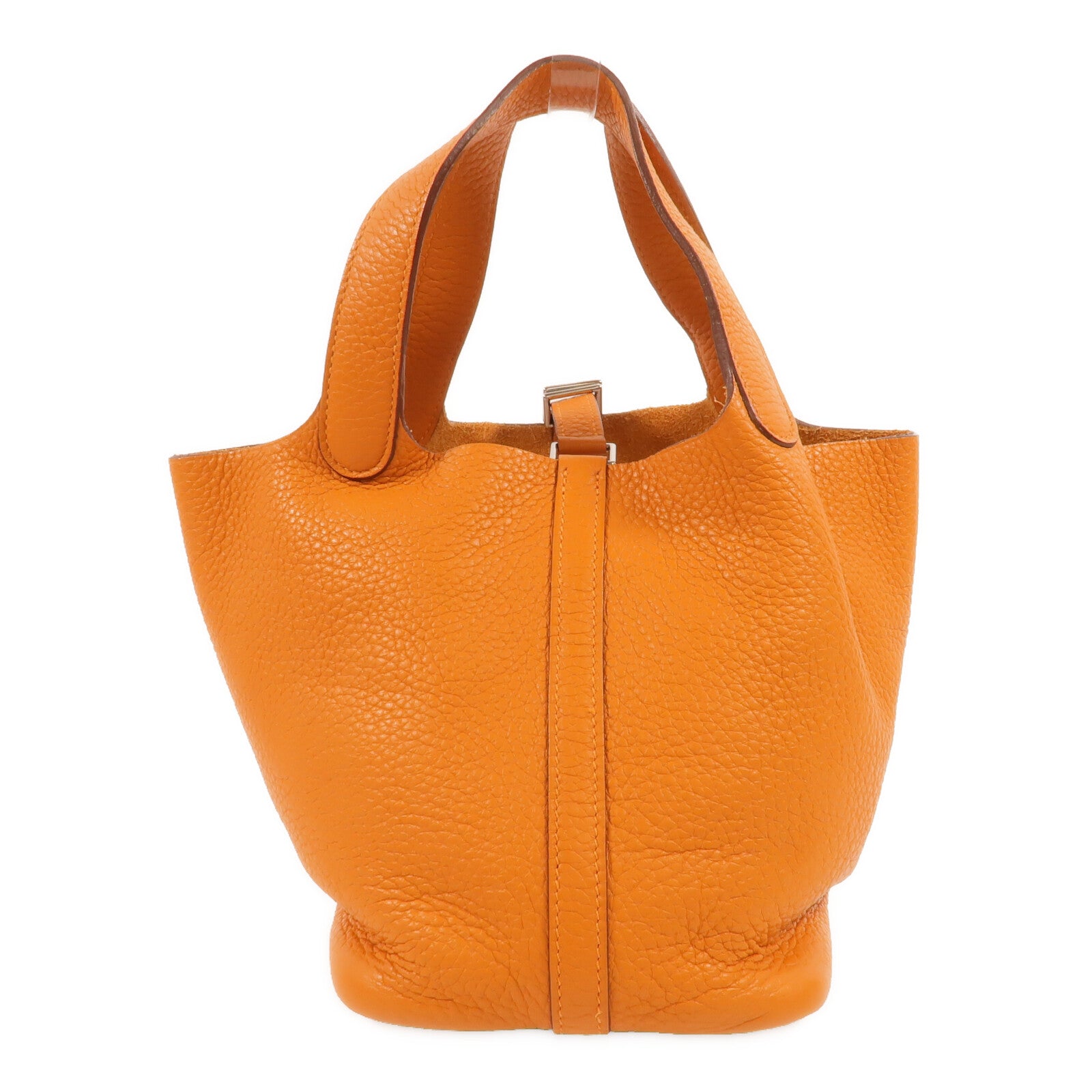 HERMES Clemence皮革Picotin PM手挽袋Orange