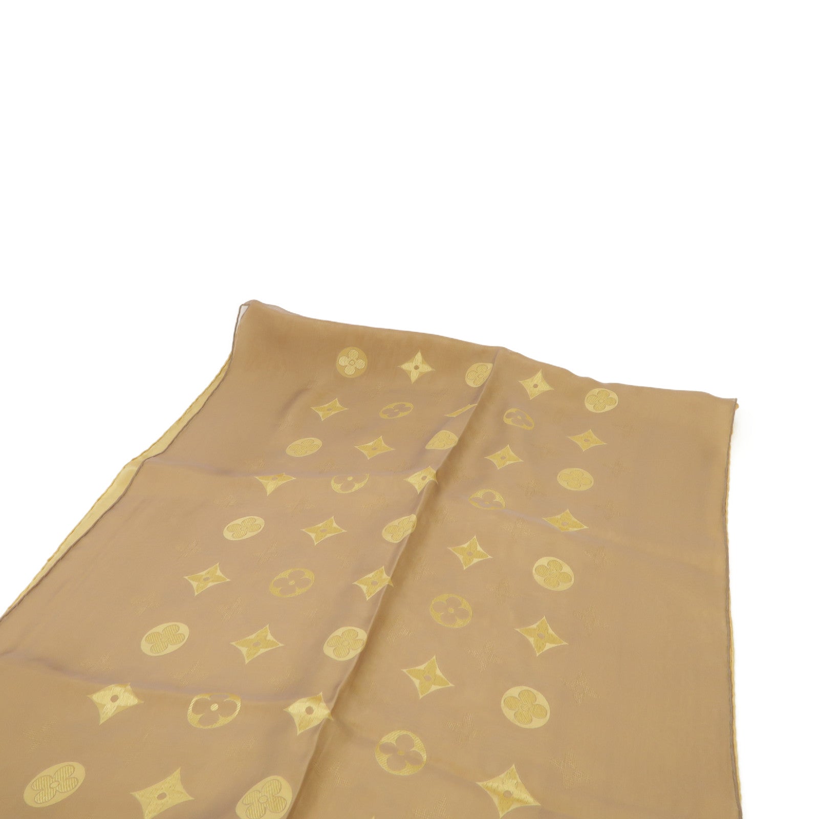 LOUIS VUITTON 絲質/醋酸纖維Scarf絲巾金色/紫色