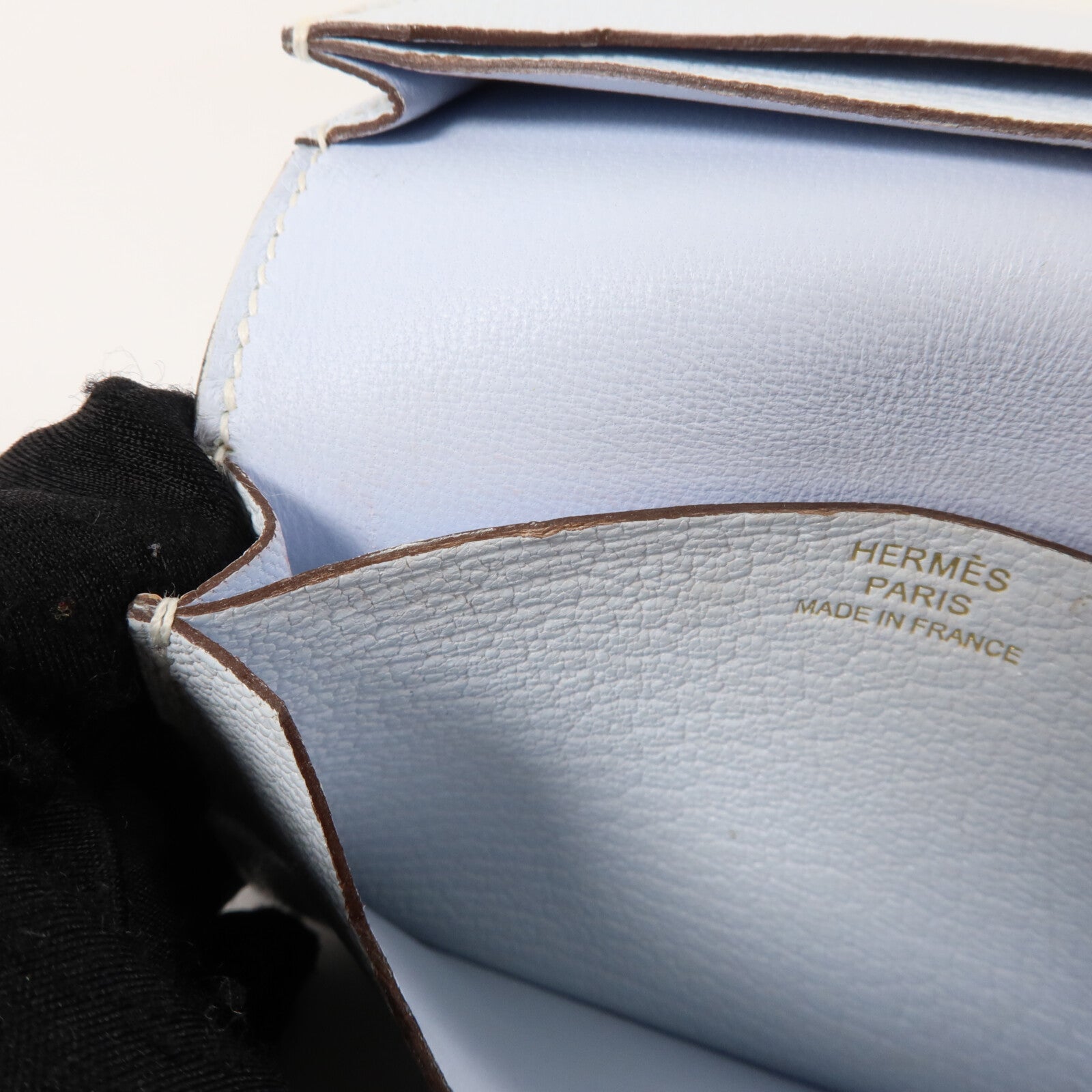 HERMES Chevre皮革Bearn Card Holder卡片套Bleu Brume