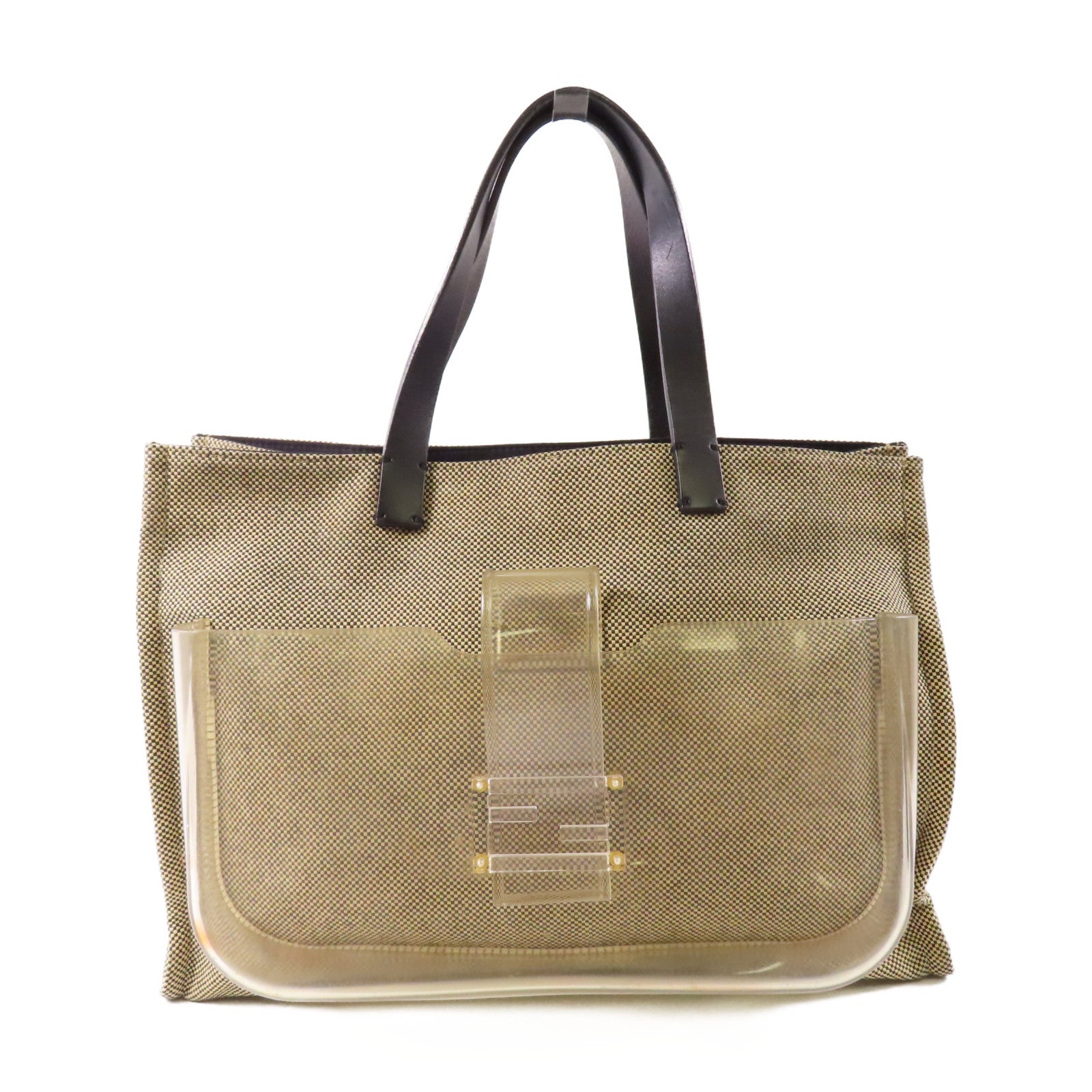 Fendi Tote Bag Shoulder Bag Canvas Beige