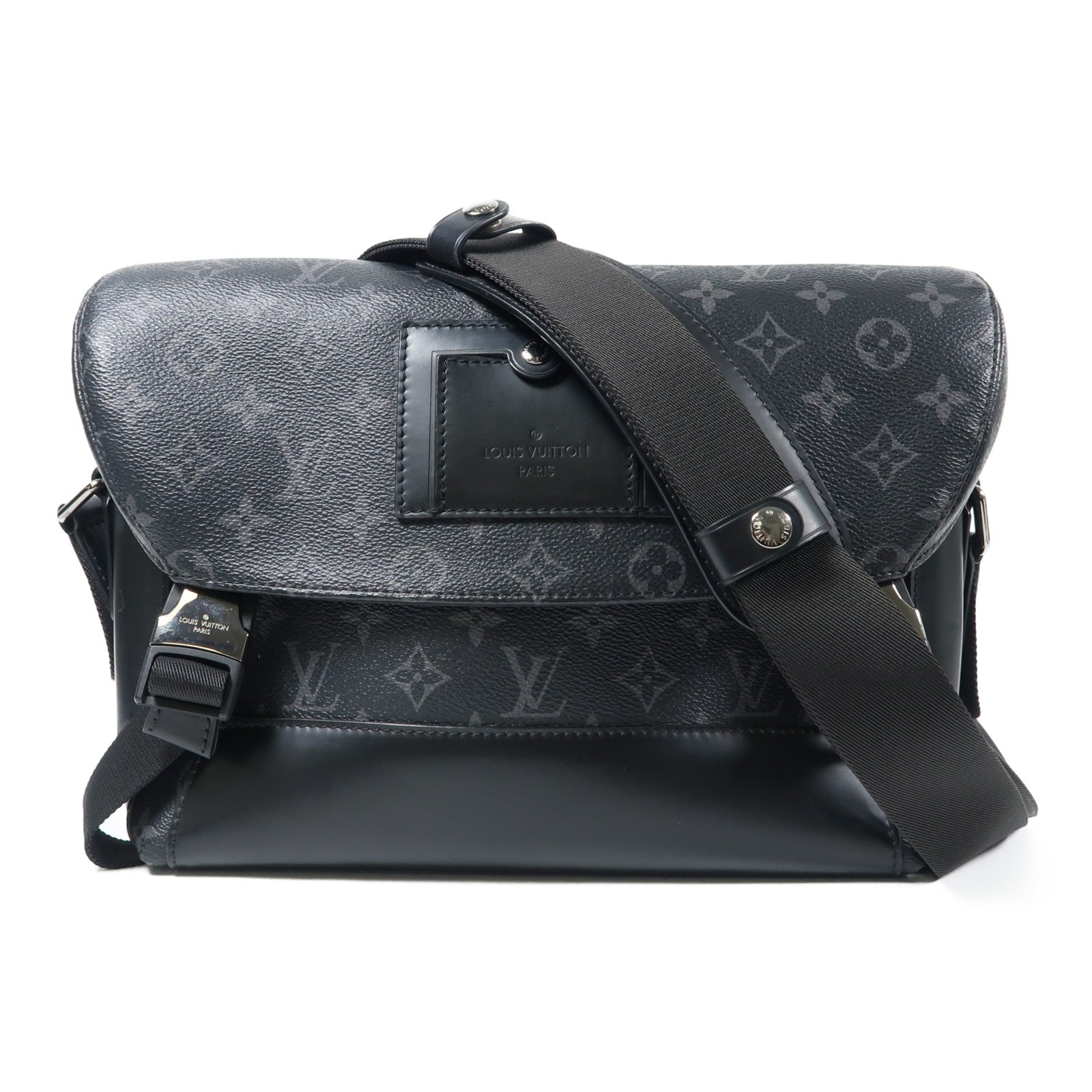 LOUIS VUITTON Monogram Eclipse Messenger PM Voyager銀扣肩背袋
