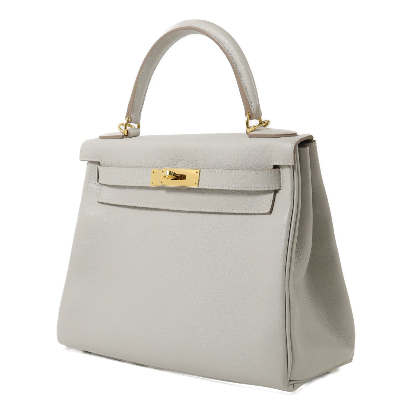 HERMES Togo皮革Kelly 28手挽肩背兩用袋Gris Pâle