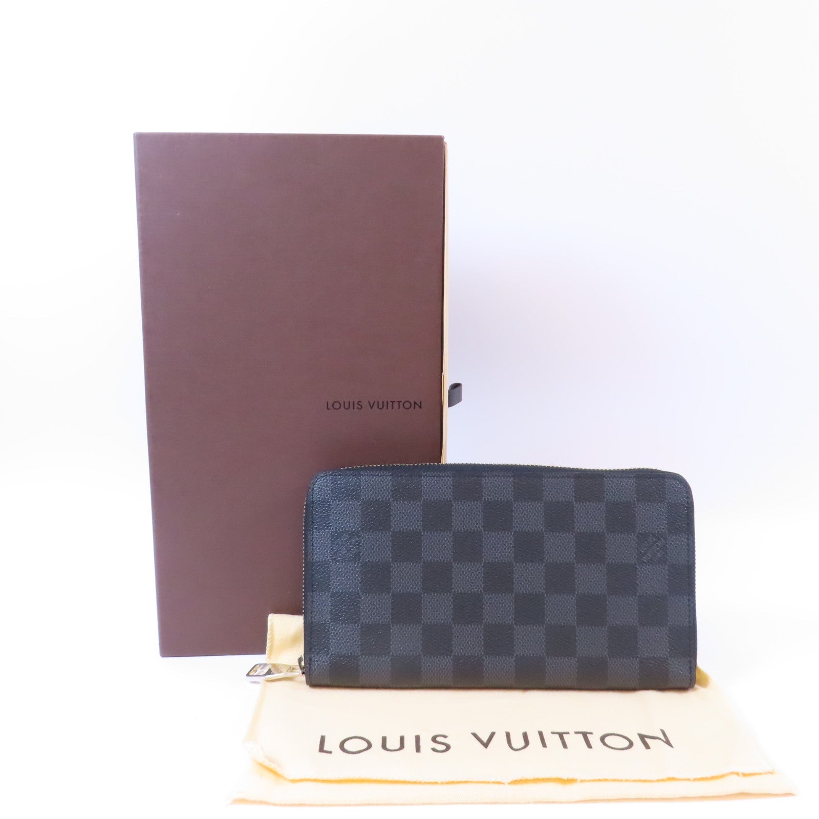 LOUIS VUITTON Damier Graphite Zippy Organizer銀扣長錢包黑色/灰色