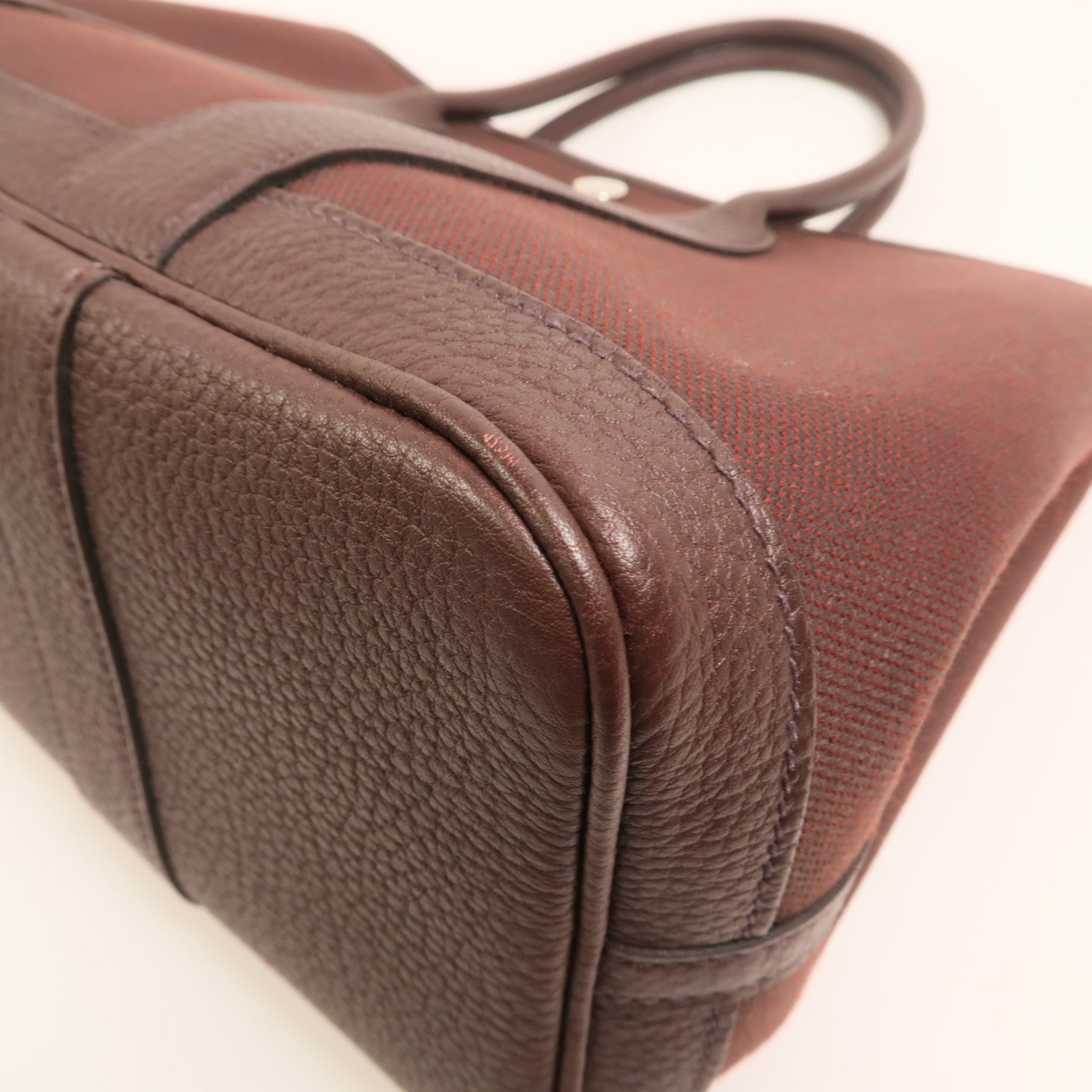 HERMES 帆布Garden Party TPM 銀扣手挽袋Chocolat