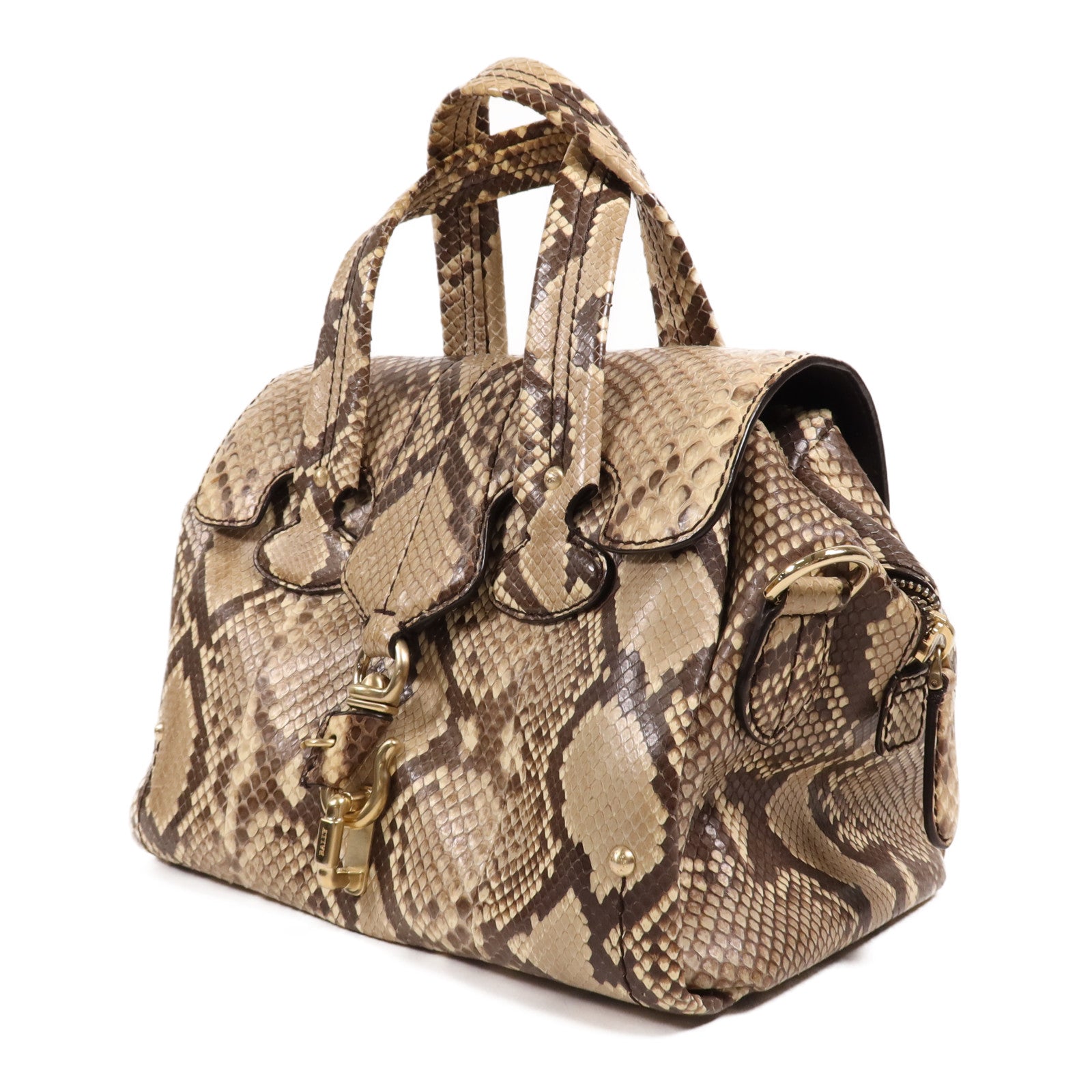 BALLY 蛇皮皮革Hand Bag金扣手挽袋